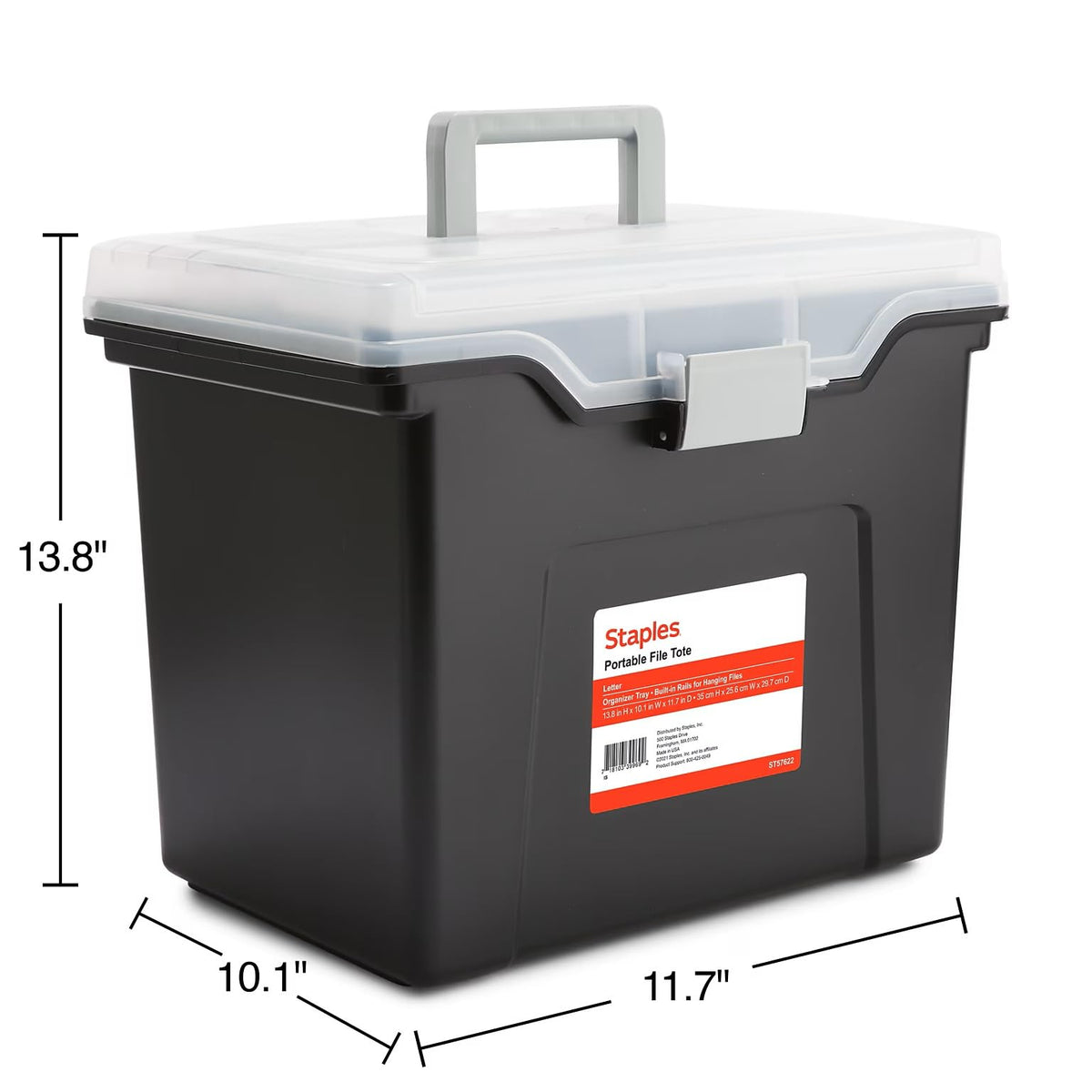 STAPLES File Box Portable Tote, Letter Size, Black, 2-Pack, Handle