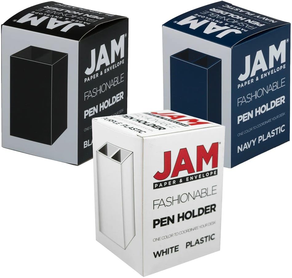 JAM PAPER Plastic Pen Holders - Business Assortment Desktop Pencil Cups - 3/Pack
