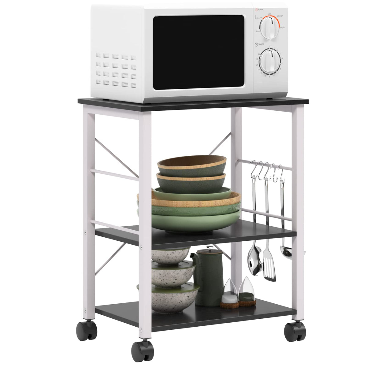 sogesfurniture 3-Tier Kitchen Baker's Rack Utility Shelf Microwave Oven Stand Storage Cart