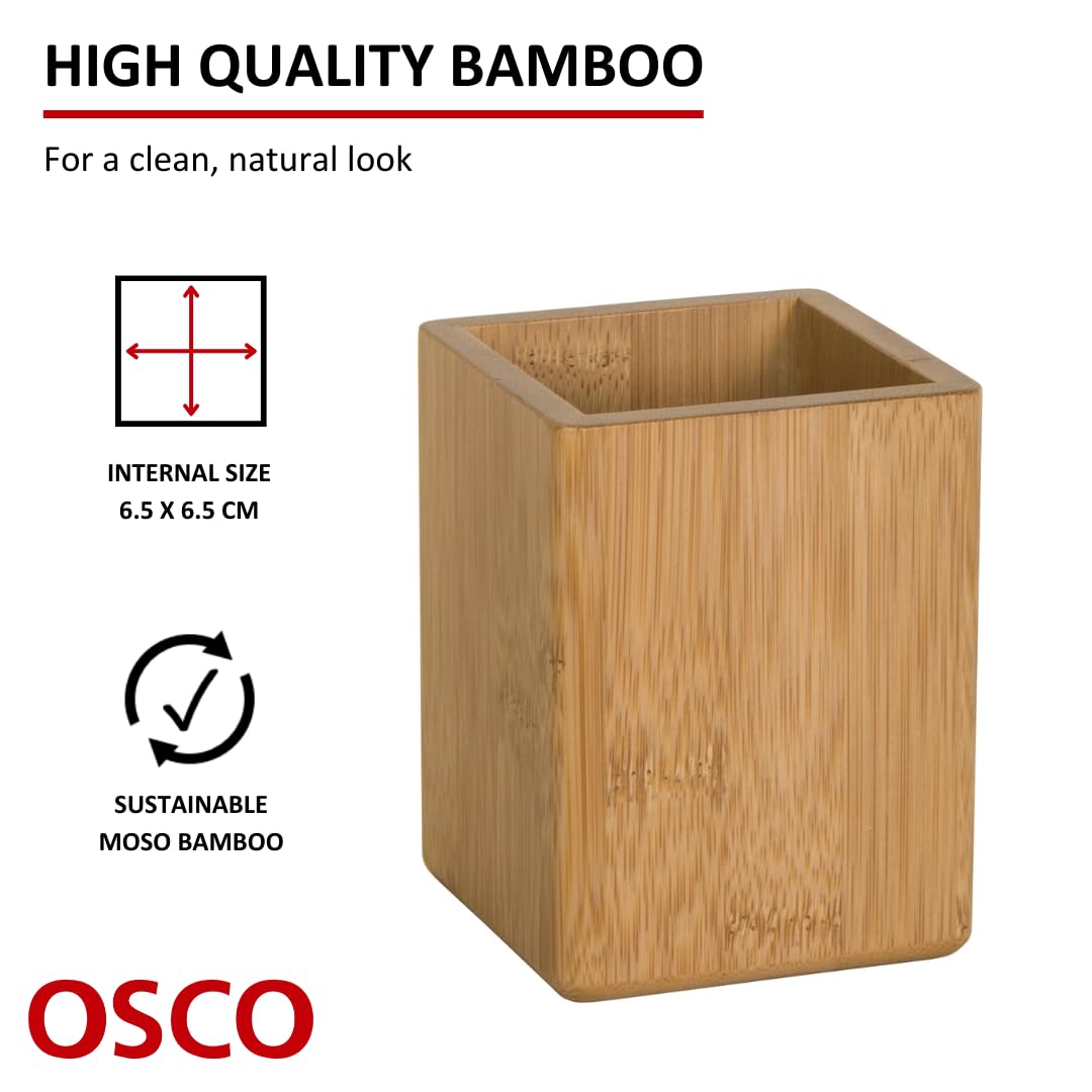 Osco Bamboo Square Pen Pot