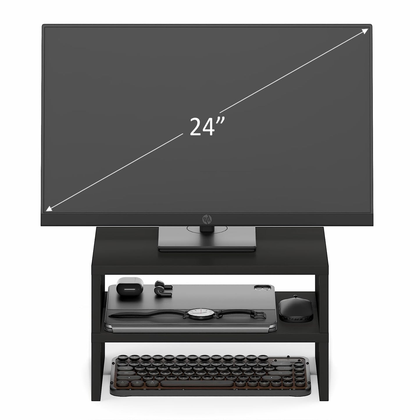 Furinno CLASSIC Monitor Stand Riser Set of 2, 15.7" Wide Dual Monitor Riser, Stackable Separable