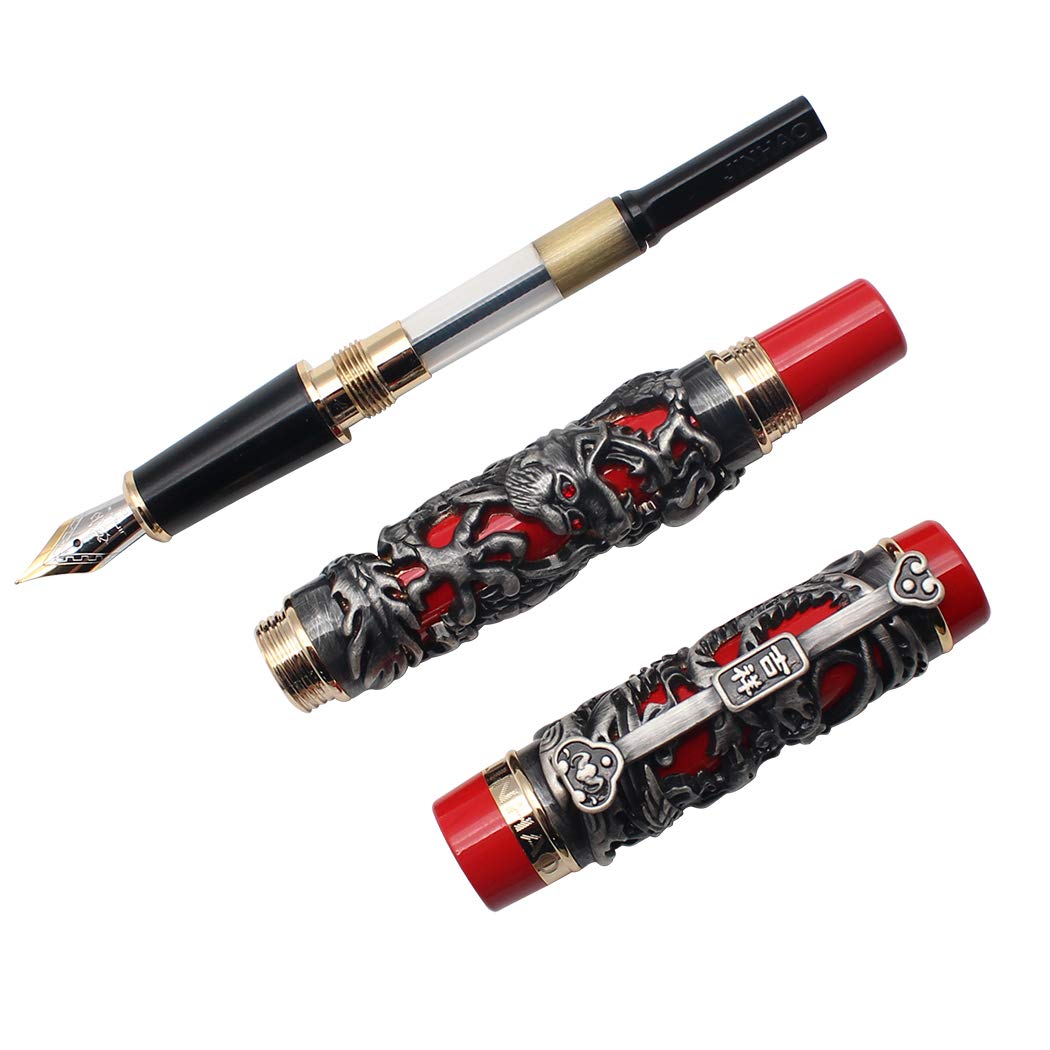 zoohot 3D Jinhao Dragon Fountain Pen Fine Nib Phoenix pattern Signature Calligraphy Business Pens
