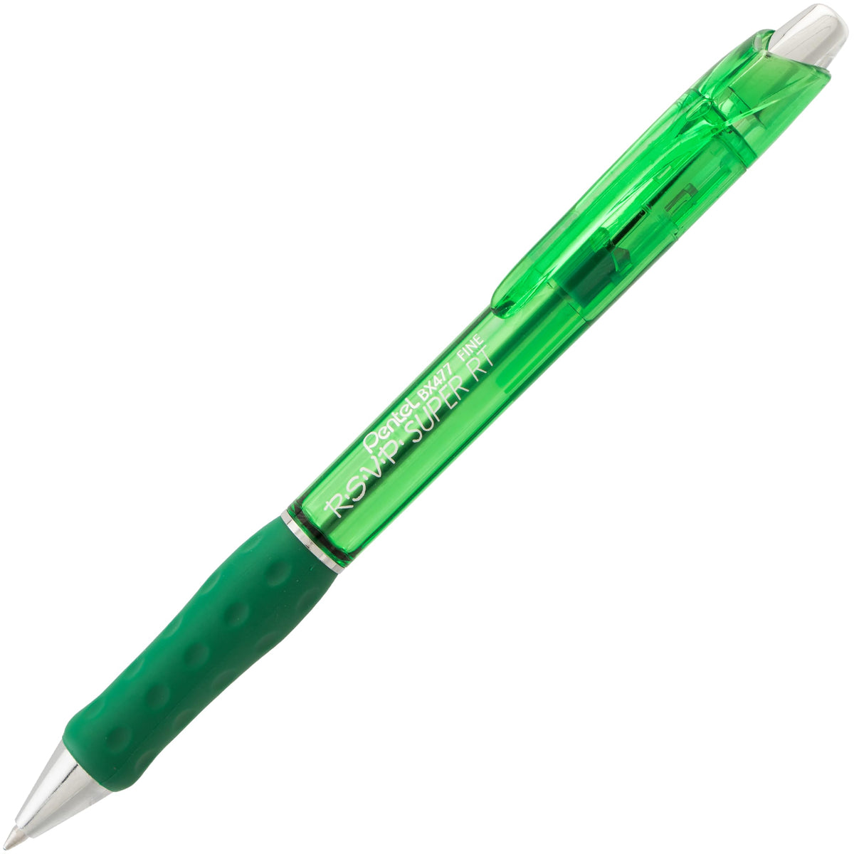 Pentel RSVP Super RT Ballpoint Pen, (0.7mm) Fine Line, Green Ink, Box of 12 (BX477-D)
