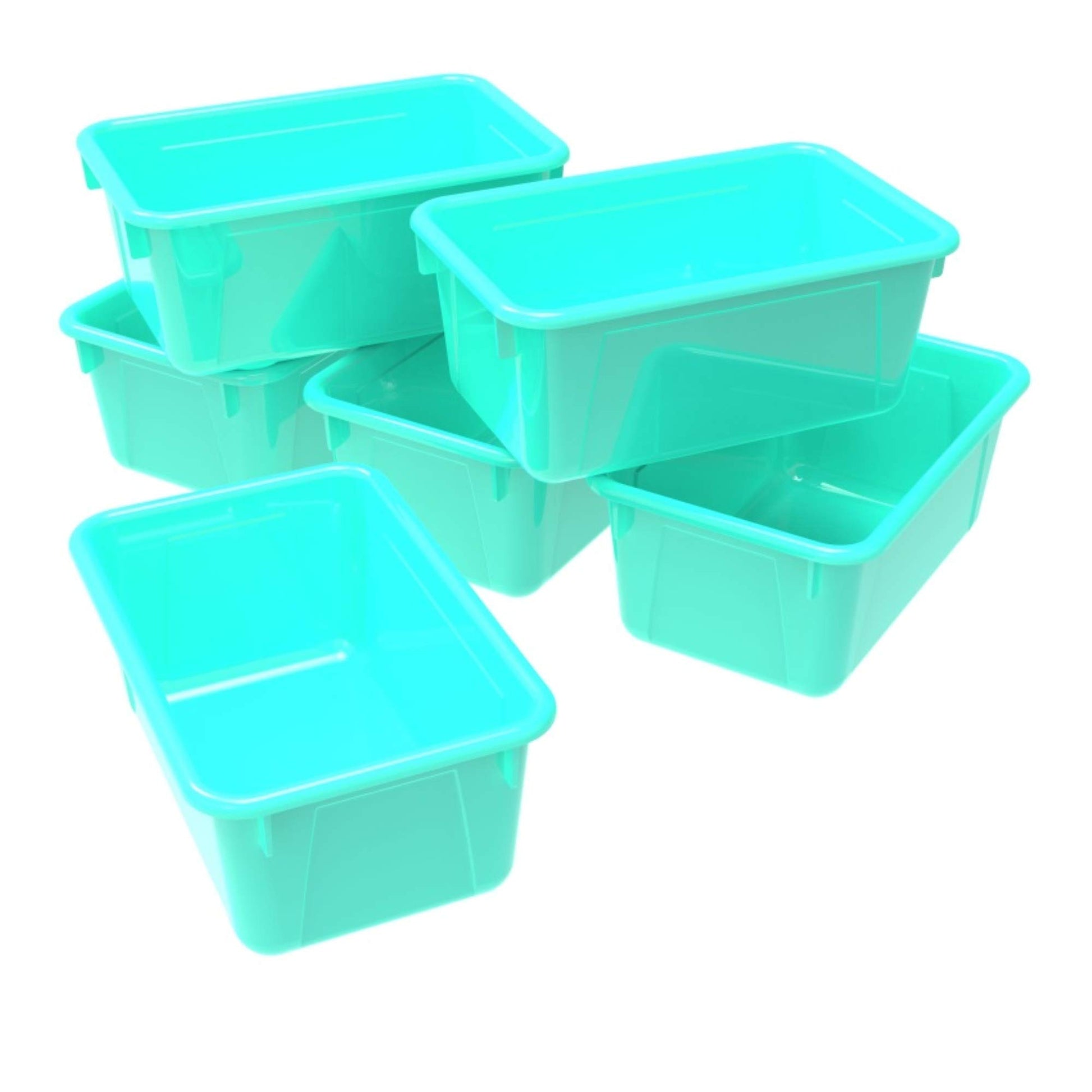 Storex Small Cubby Bins, Pack of 5, 12.2 x 7.8 x 5.1 Inches, Teal (62420U05C)