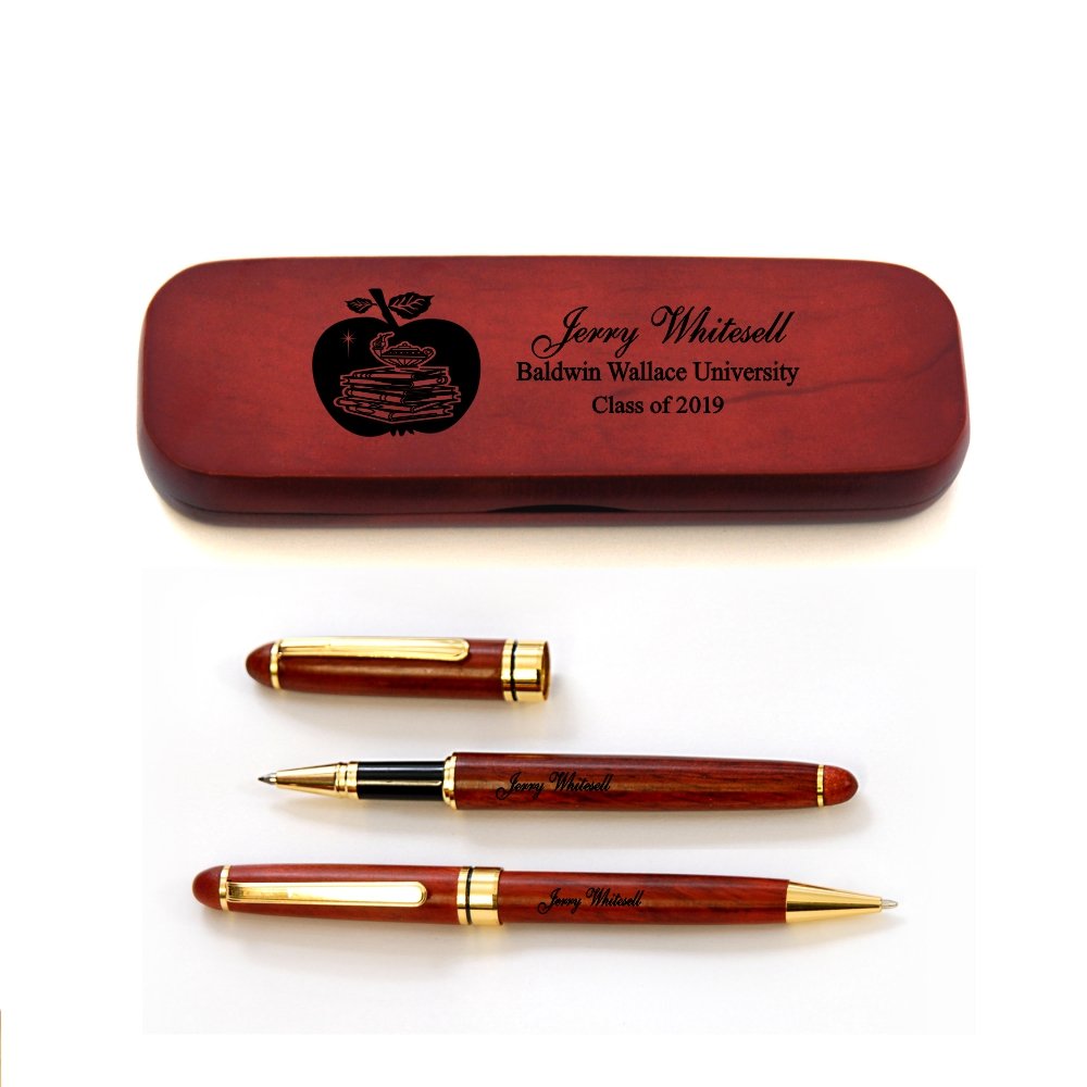 Personalized Solid Afzelia Africana Wood Graduation Pen Set for Teacher