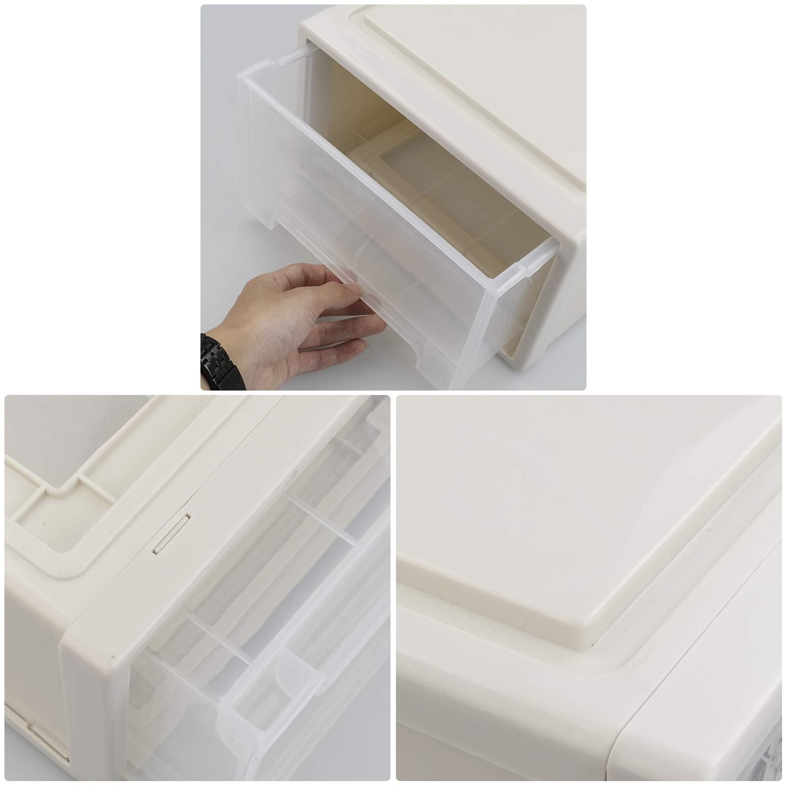 Jandson 12 Quart Stacking Chest Storage Drawer Box for Desktop Organizer