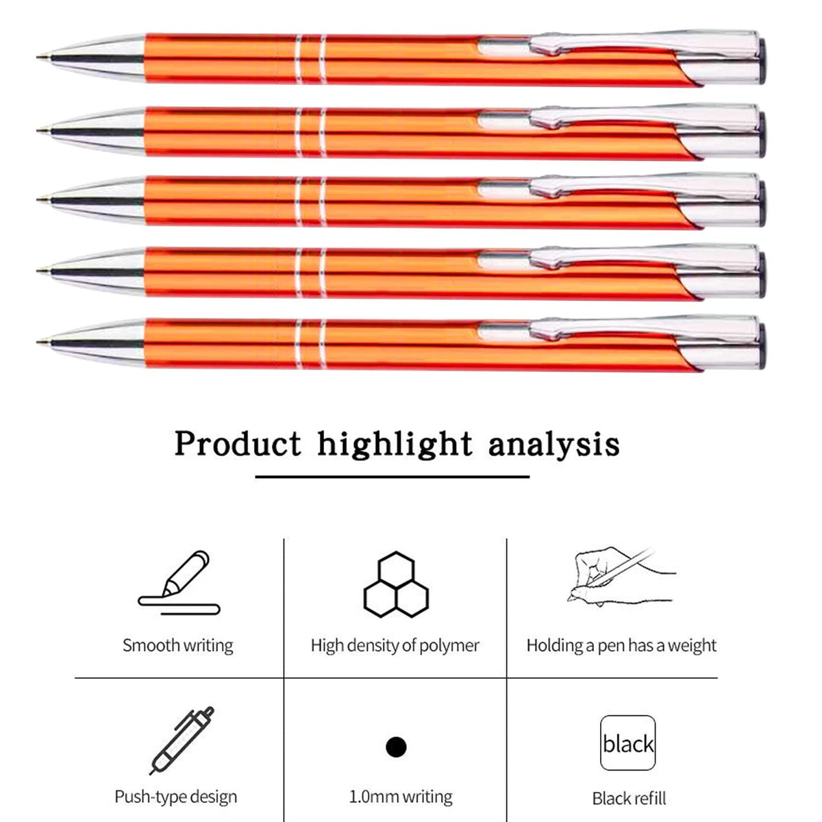 AOK 50PACK Personalized Pens Custom Black writing - Metal Name pens - Laser Engraved with Your Text