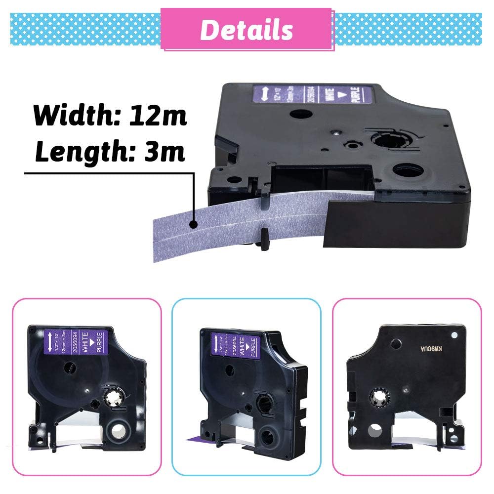 Absonic D1 Label Tape Compatible for Dymo COLORPOP Label Maker Refills 12mm 0.47" 1/2 Inch Work for