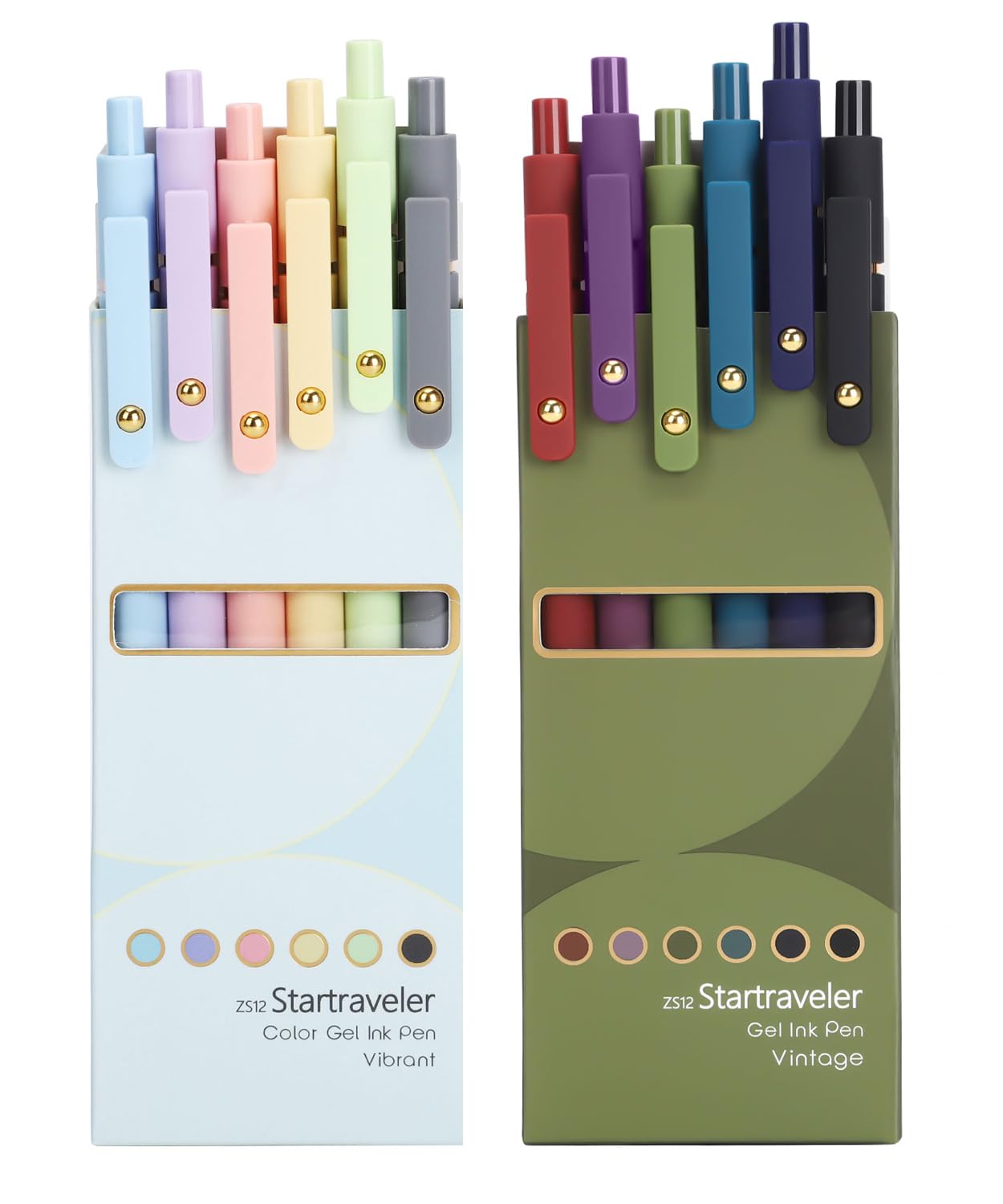 FIOVER Colorful Gel Pens,12Pcs 0.7mm Multi-Colored Pens for Journaling