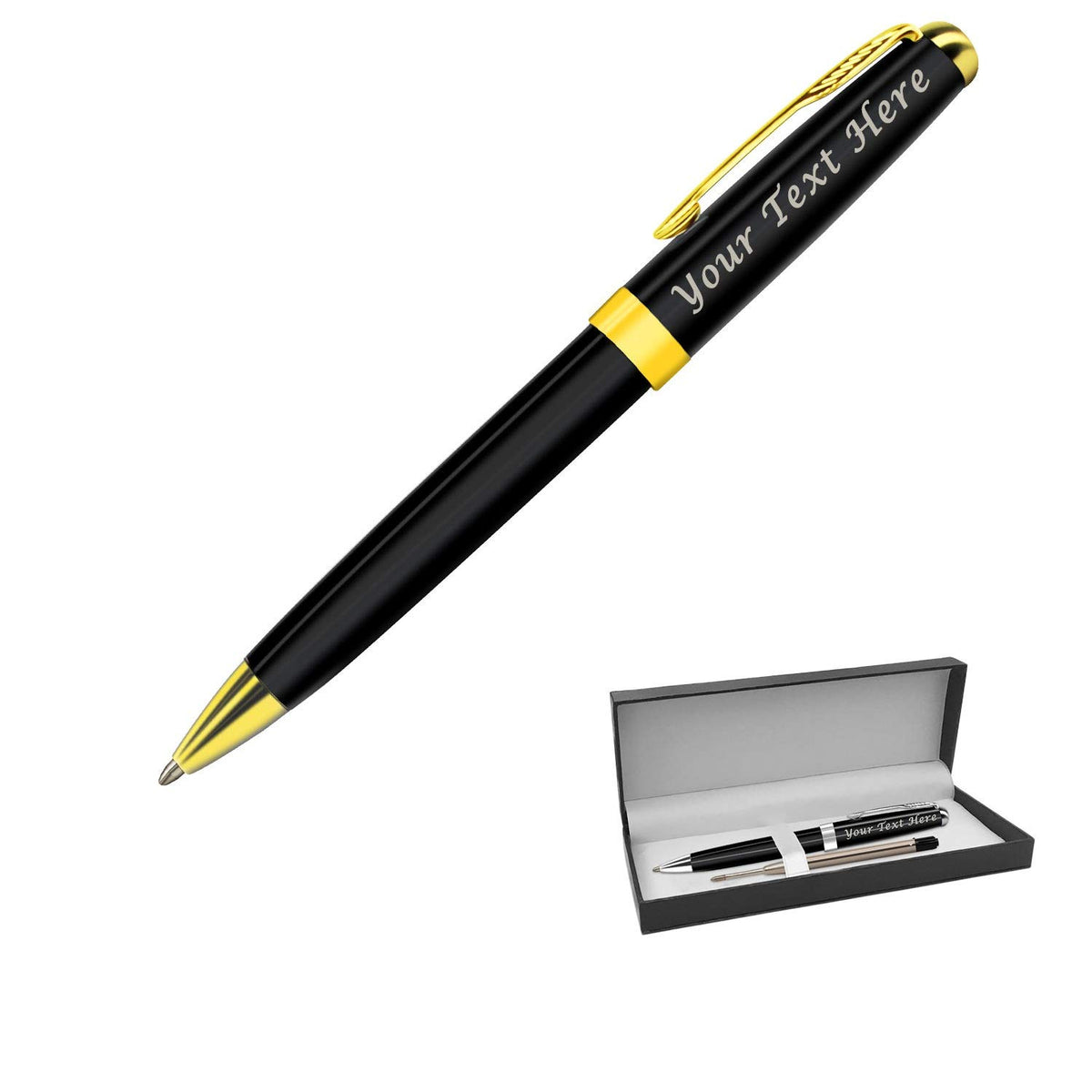ABIsedrin Personalized Pens, Custom Engraved Pen Case for Men, Twist Action 0.7 Ballpoint Pens