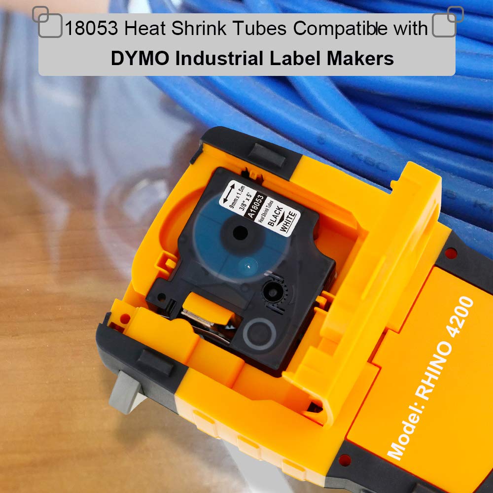 Replacement for Dymo Rhino Industrial Heat-Shrink Labels 3/8" Tube 18053