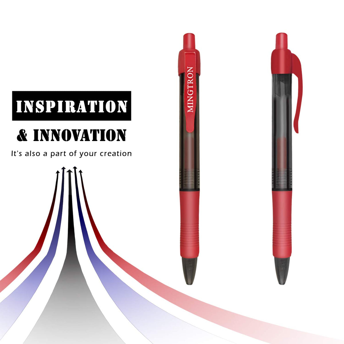 50 Pack No Smear Red Ink Retractable Fine Point Gel Pens Bulk, 0.5MM