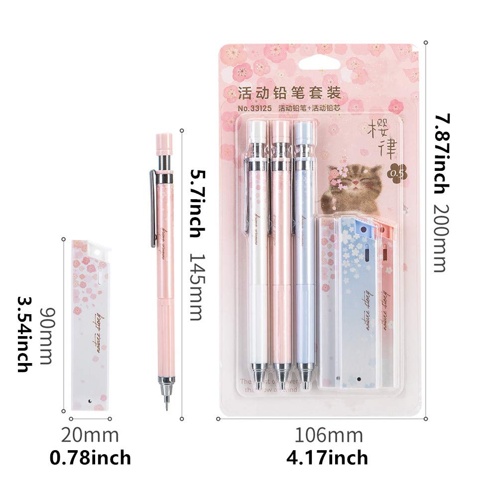 Ipienlee Cherry Mechanical Pencil Set with Lead, 12 pcs 0.5 mm Mechanical Pencils with 12 Pack HB