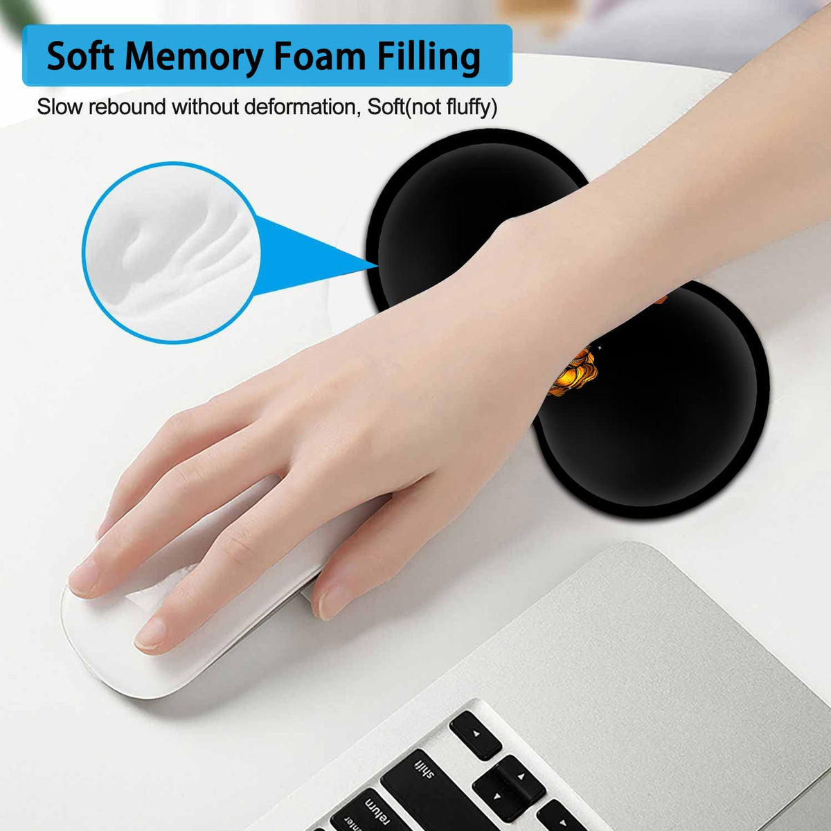 Large Mouse Pad, Extended Office Desk Pad 31.5x11.8in,Ergonomic Memory Foam Mouse Wrist Rest