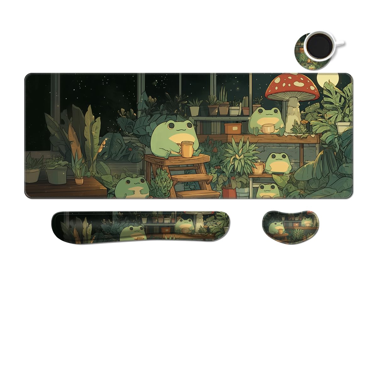 Desk Mat, Large Gaming Mouse Pad with Wrist Rest, 4 in1 XXL Mouse pad+Keyboard Wrist Rest+Mouse Pad
