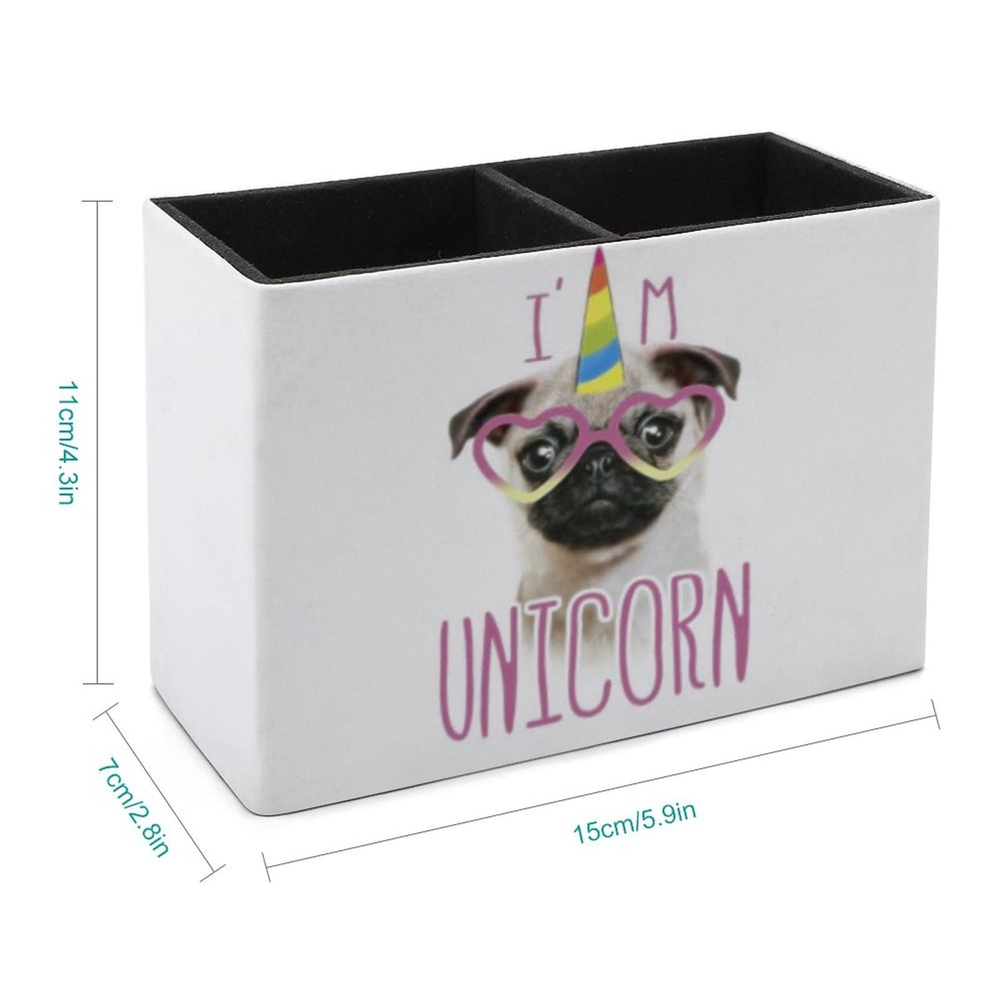 Niapessel Pencil Holder for Desk, Cute Pugs And Unicorns Pen Holder Storage Desktop Pen Organizer