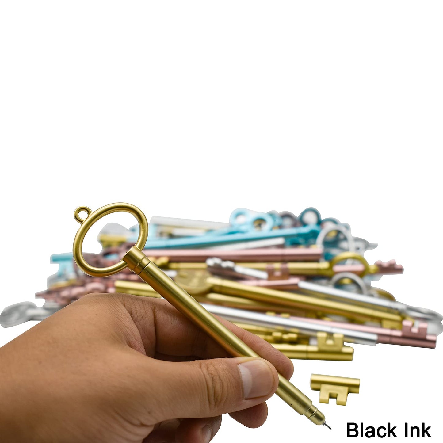 Maydahui 48 PCS Retro Key Shape Rollerball Gel Pen 0.38 mm Black Ink