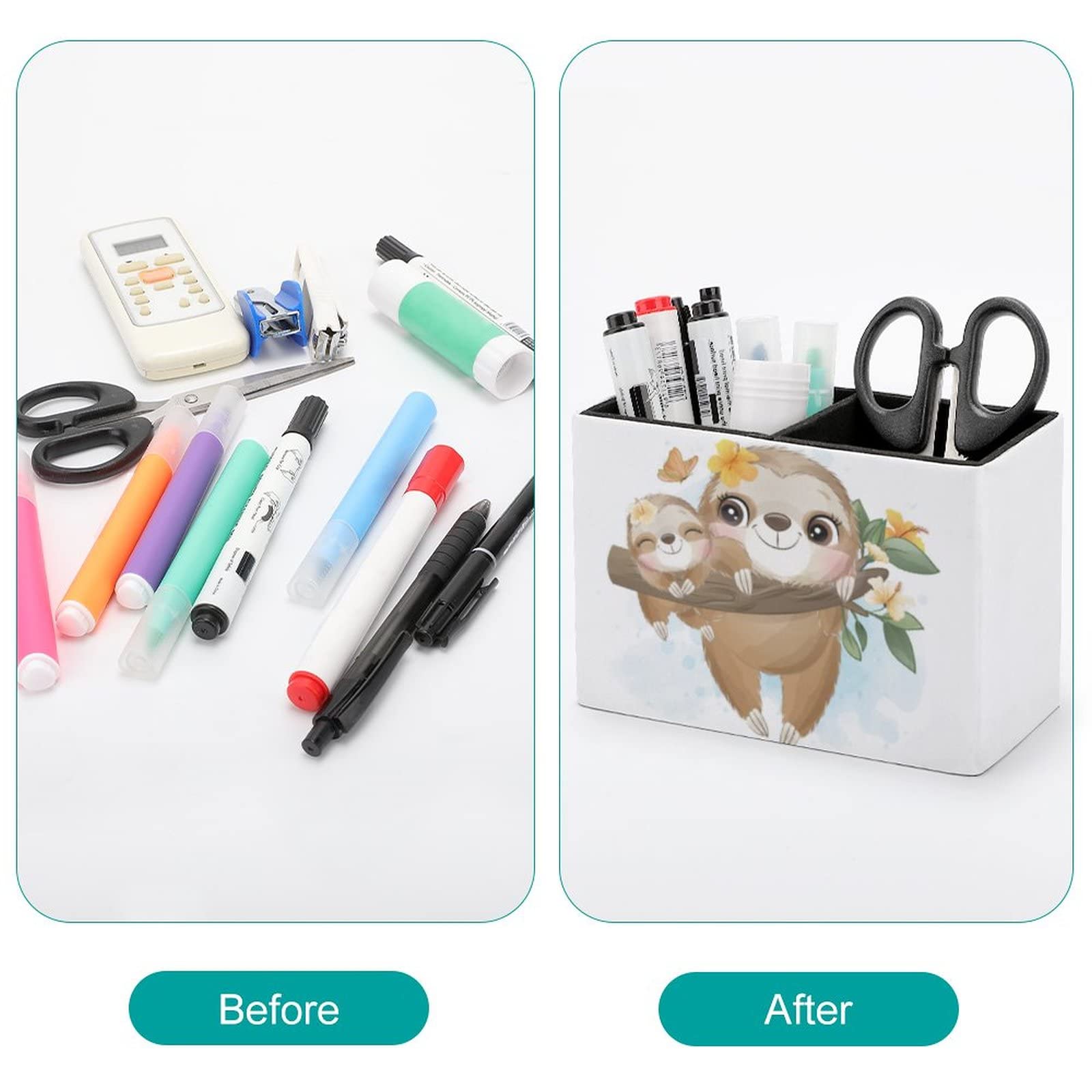 Niapessel Pencil Holder for Desk, Cute Little Sloth Pen Holder Storage Desktop Pen Organizer Desk