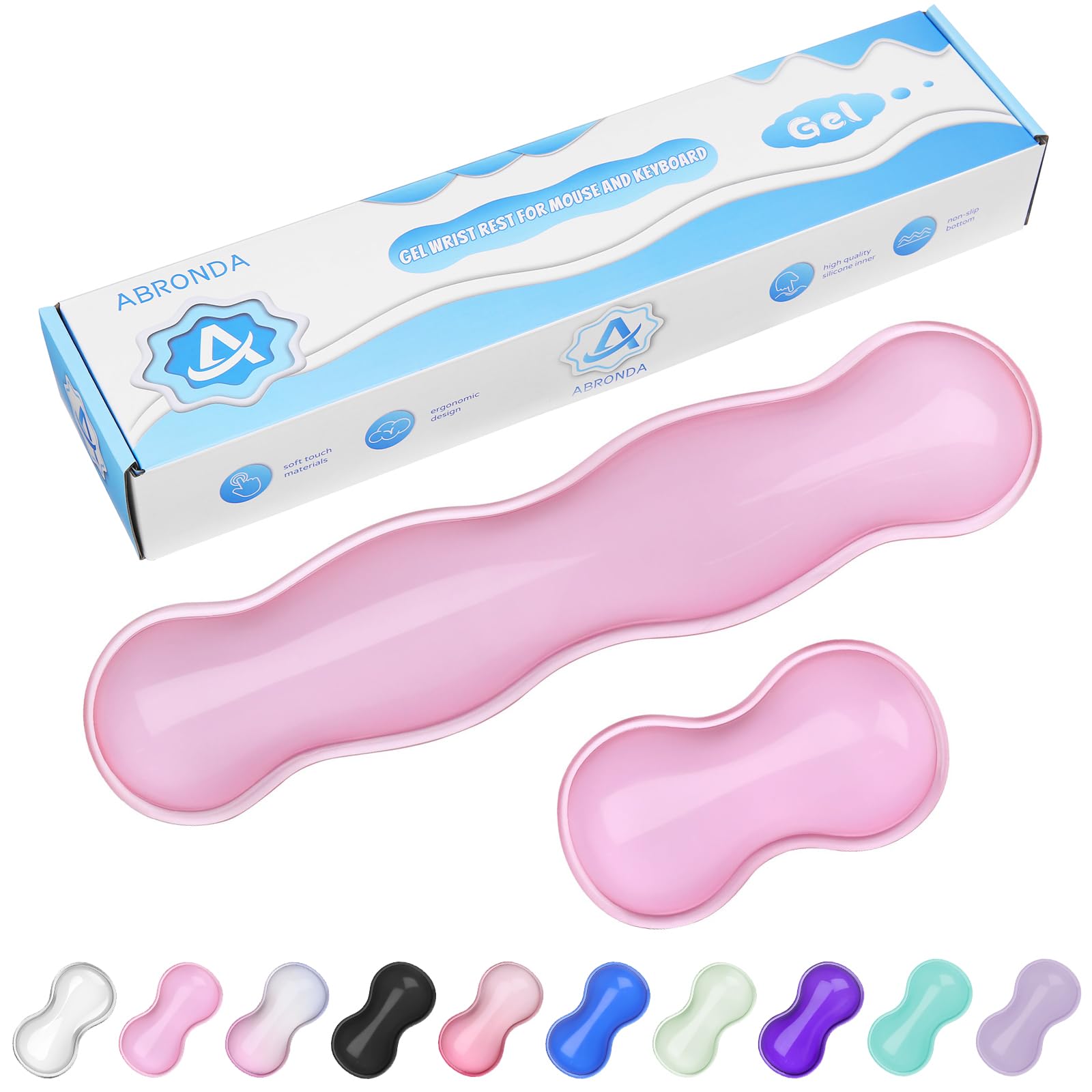 ABRONDA Gel Wrist Rest for Keyboard and Mouse, Wrist Rest for Keyboard, Mouse Wrist Support, Pain