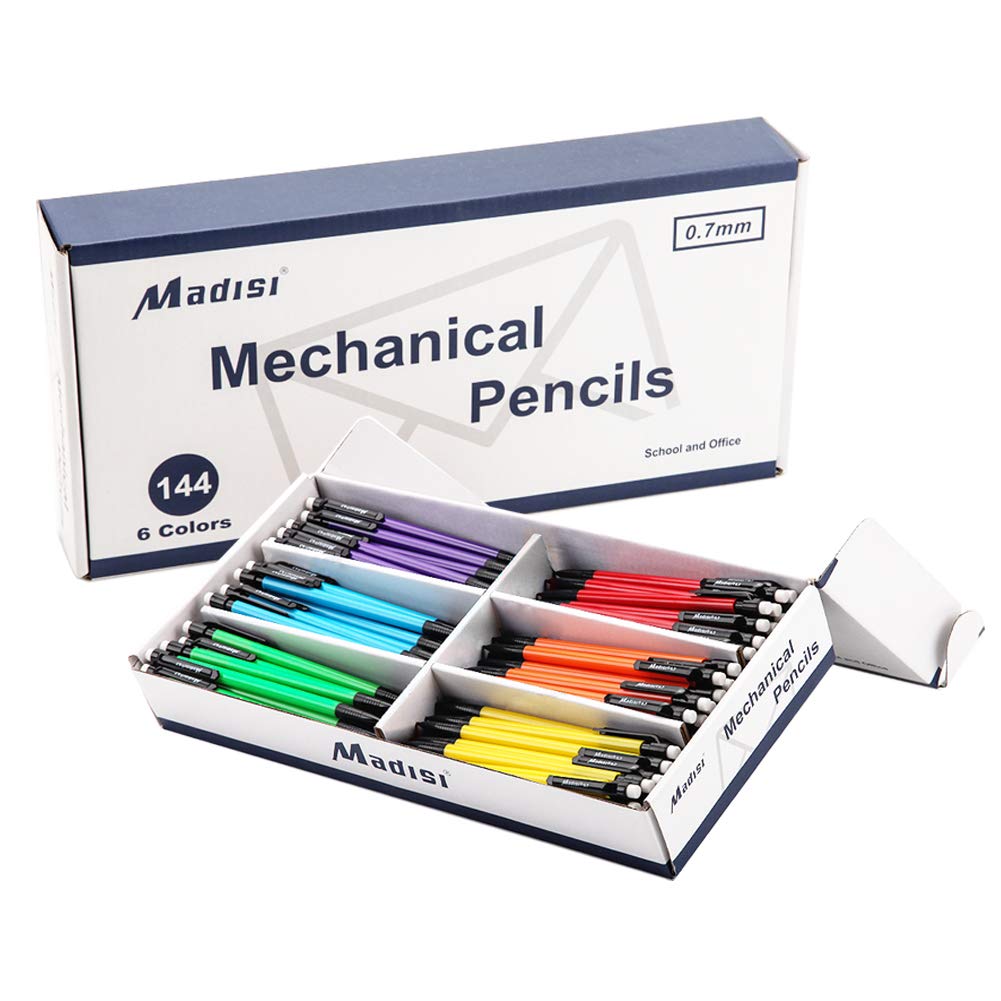 Madisi Mechanical Pencils Bulk, 0.7mm Medium Point, HB #2 Lead, 144-Count