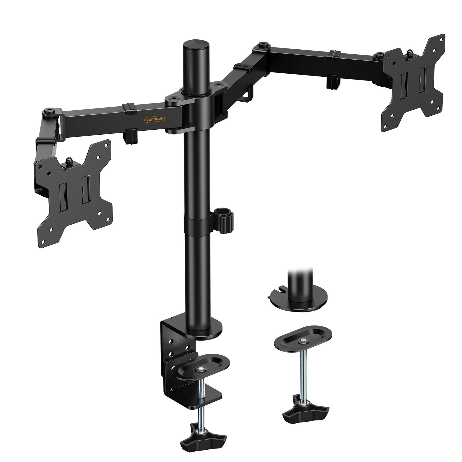 VonHaus Dual Monitor Mount for 13-32” Screens - Double Arm Desk Stand Bracket with Clamp