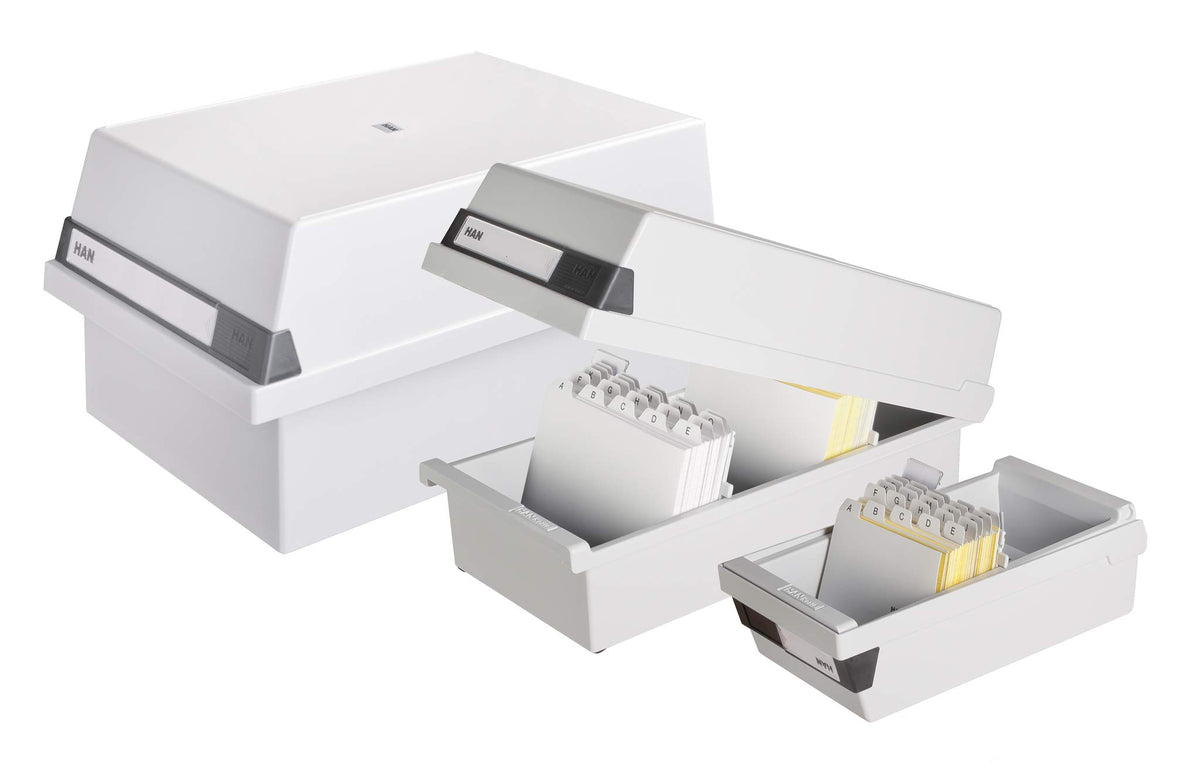HAN 955-11, Card Filing Box A5 Landscape. Innovative, Attractive Design Holds 1,300 Cards