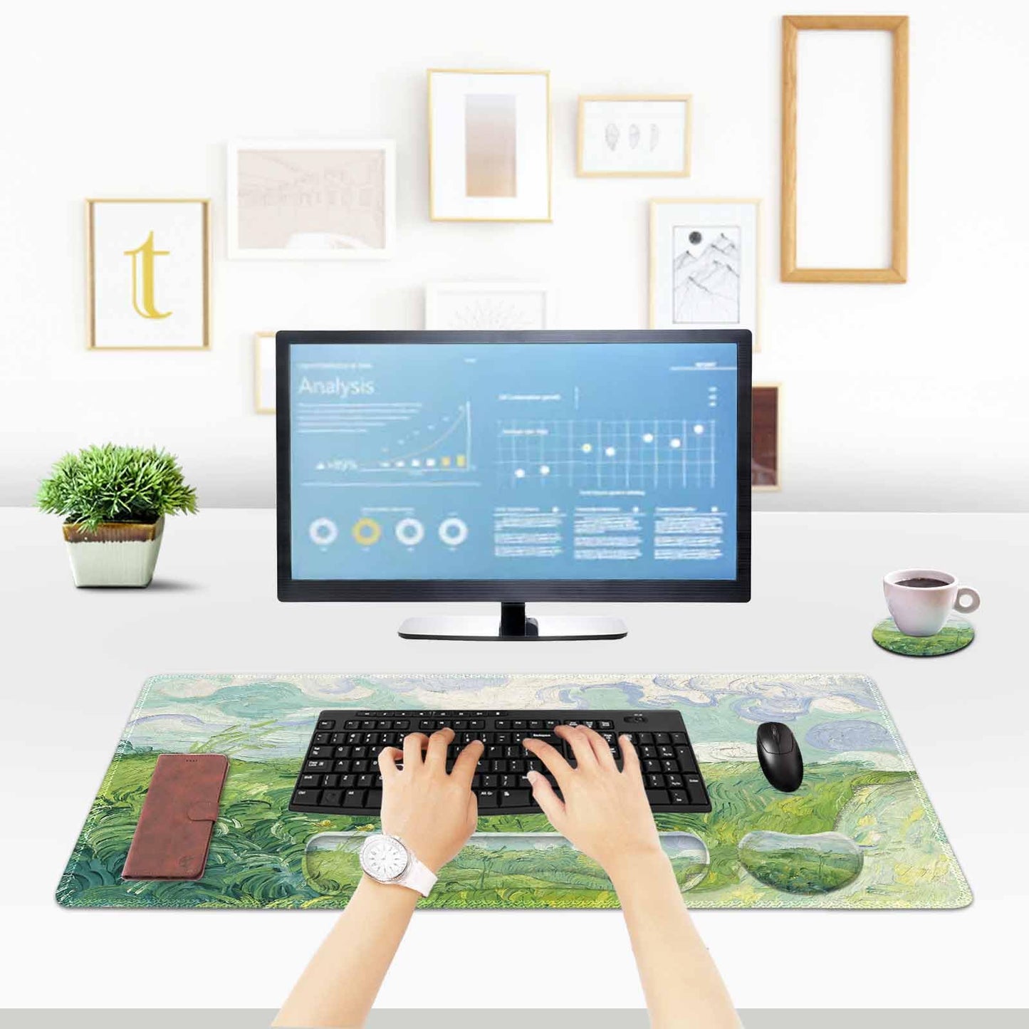 ToLuLu Extended Gaming Mouse Pad, Memory Foam Keyboard Mouse Wrist Rest Set