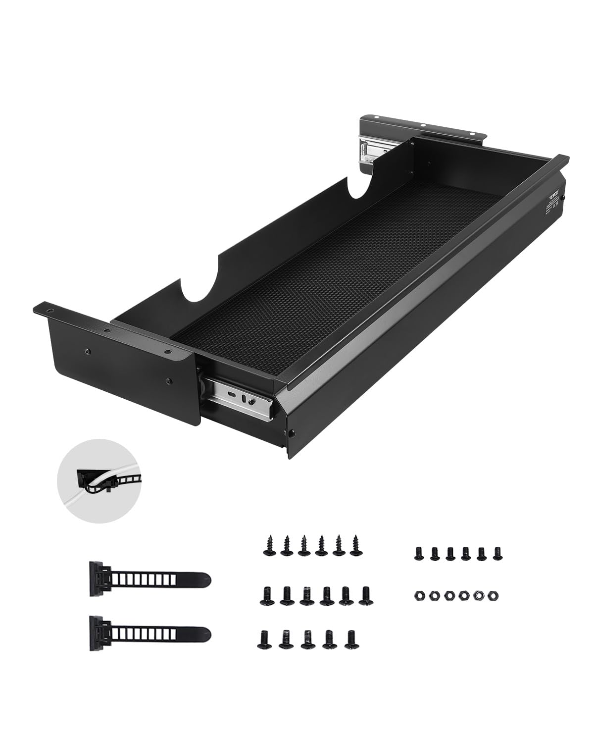 VEVOR Under Desk Drawer Slide Out, 26 inch Under Desk Mounted Pull-out Drawer Attachment, Hidden