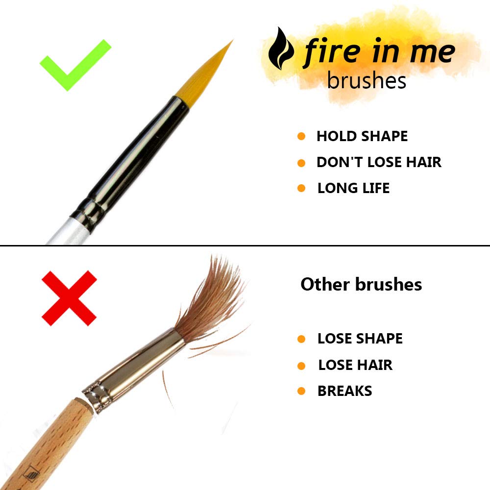 Art Paint Brushes for Acrylic Painting Watercolor Oil Gouache - Body and Face Paint Brushes for