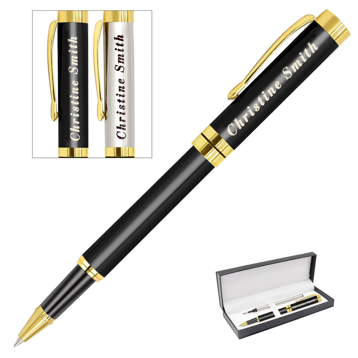 Amlion Personalized Pens Custom Engraved Pen with Name, Refillable Medium Refill, Personalized