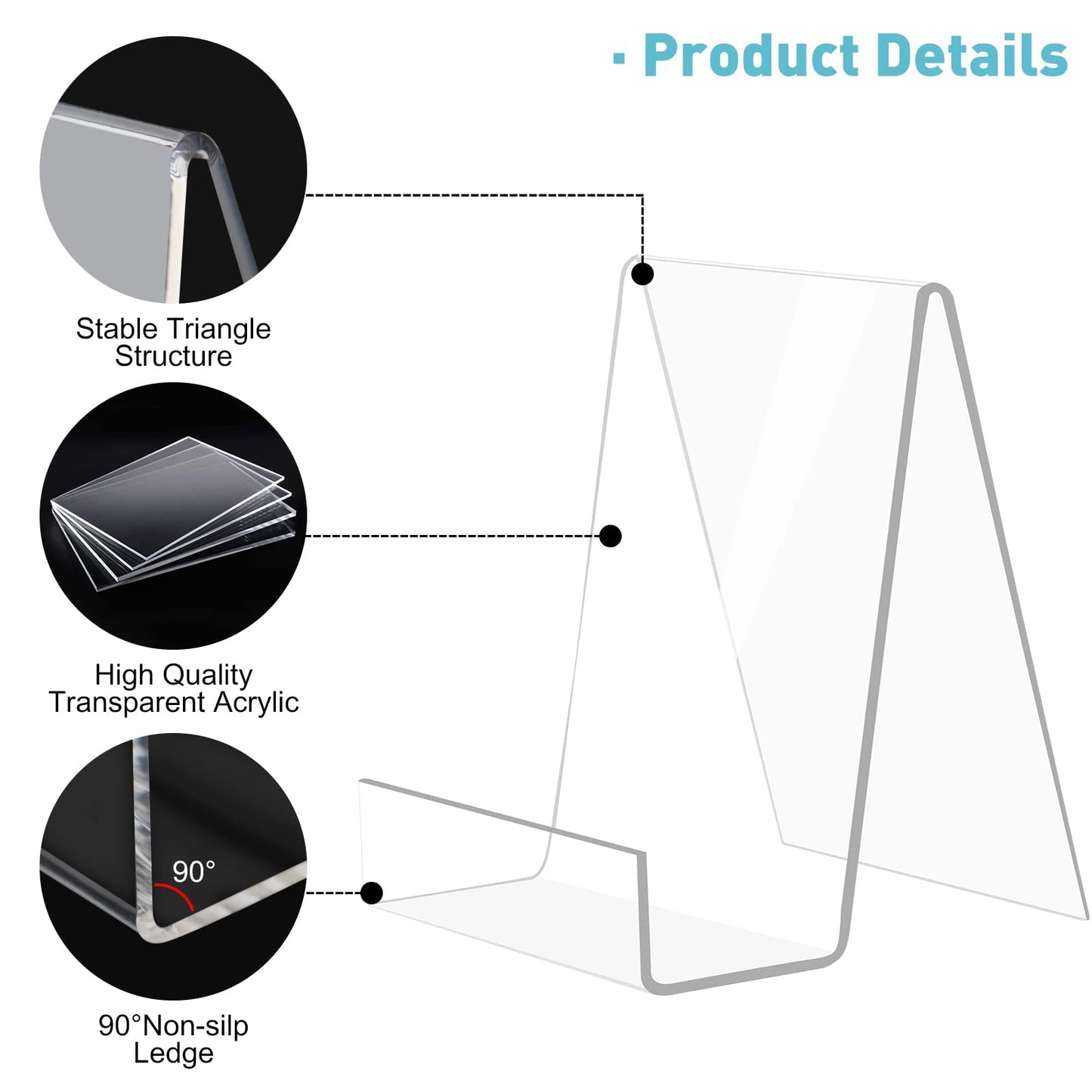 10 Pack Acrylic Book Stand Thickened Clear Book Display Easel Holder for Displaying Tablets