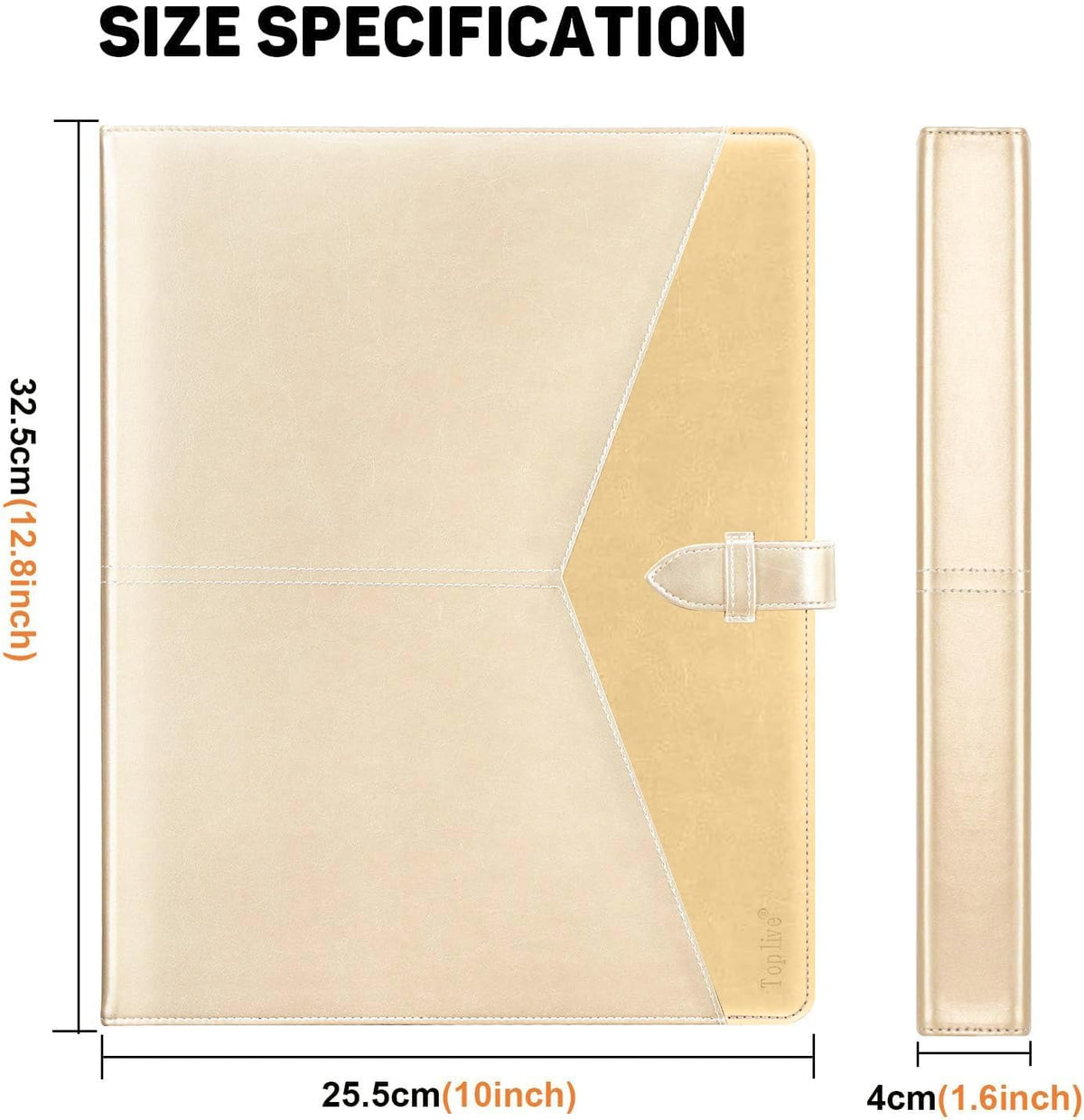 Toplive Padfolio 3 Ring Binder Organizer Business Portfolio Folder for Women, A4/ Letter Size PU