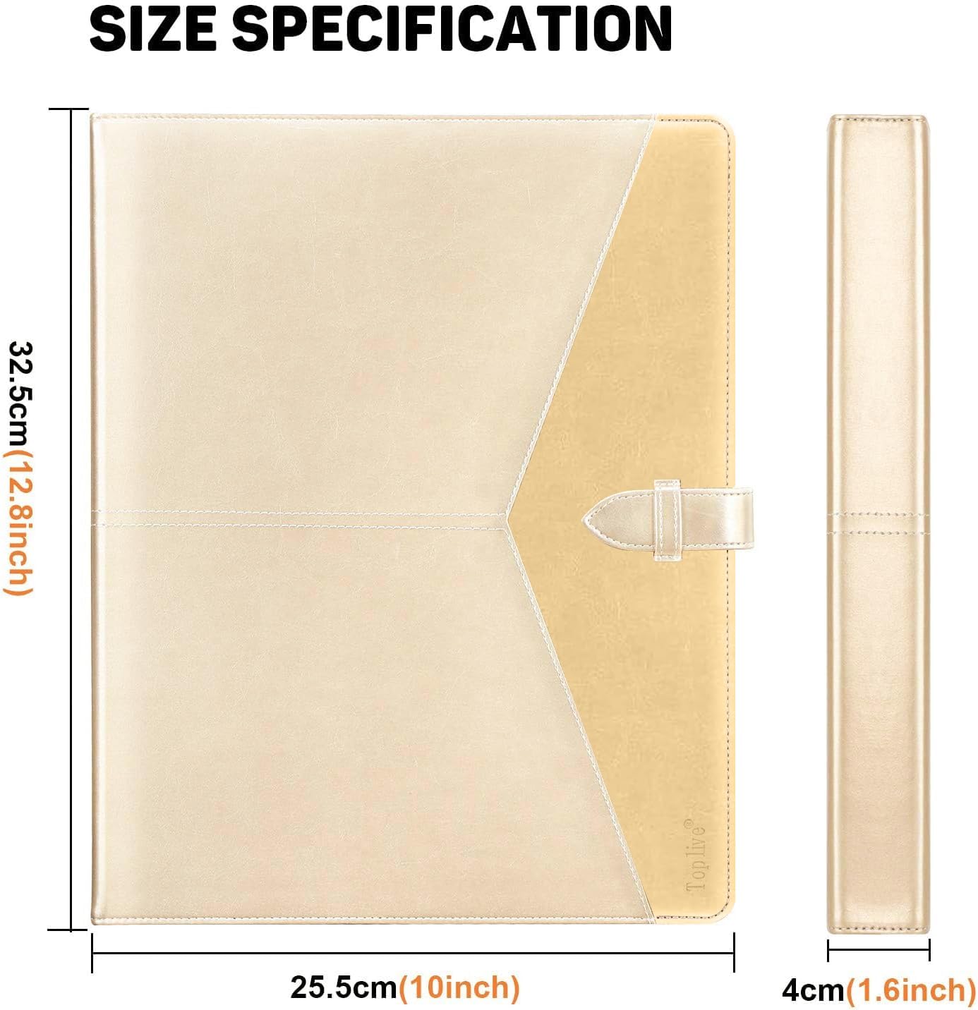 Toplive Padfolio 3 Ring Binder Organizer Business Portfolio Folder for Women, A4/ Letter Size PU