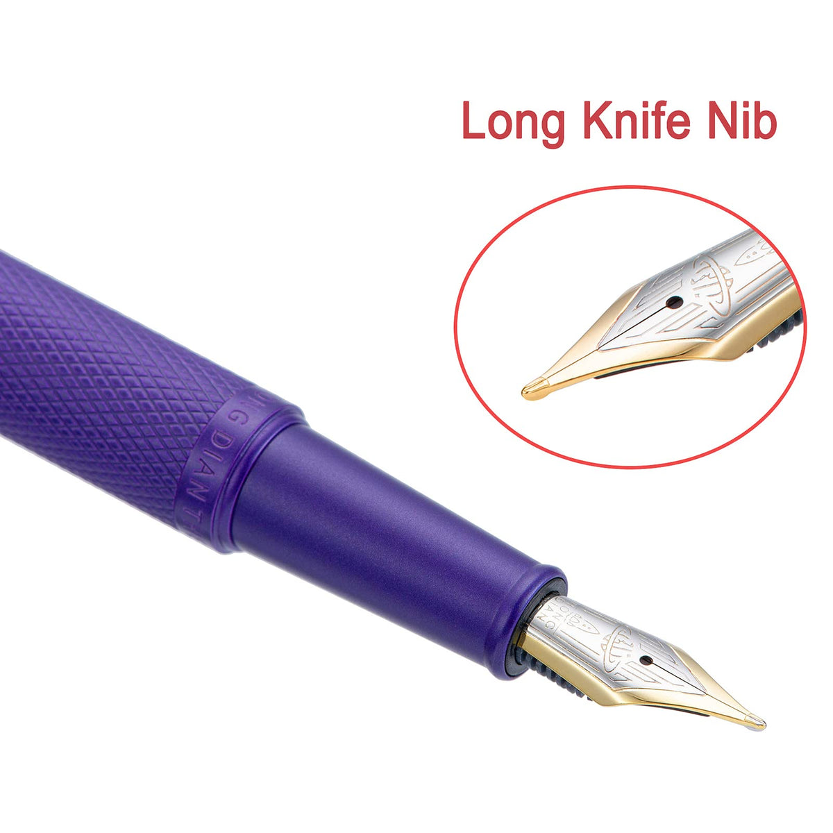 Hongdian 1851 Purple Forest Fountain Pen Blade Nib Classic Design Calligraphy Pen with Converter