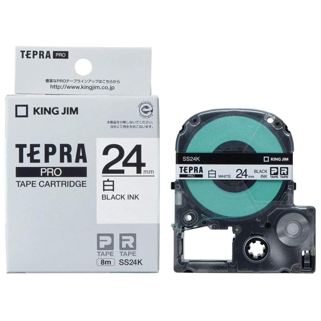 KING JIM SS24K Tepra PRO Tape Cartridge, 0.9 inches (24 mm), White, 1 Piece