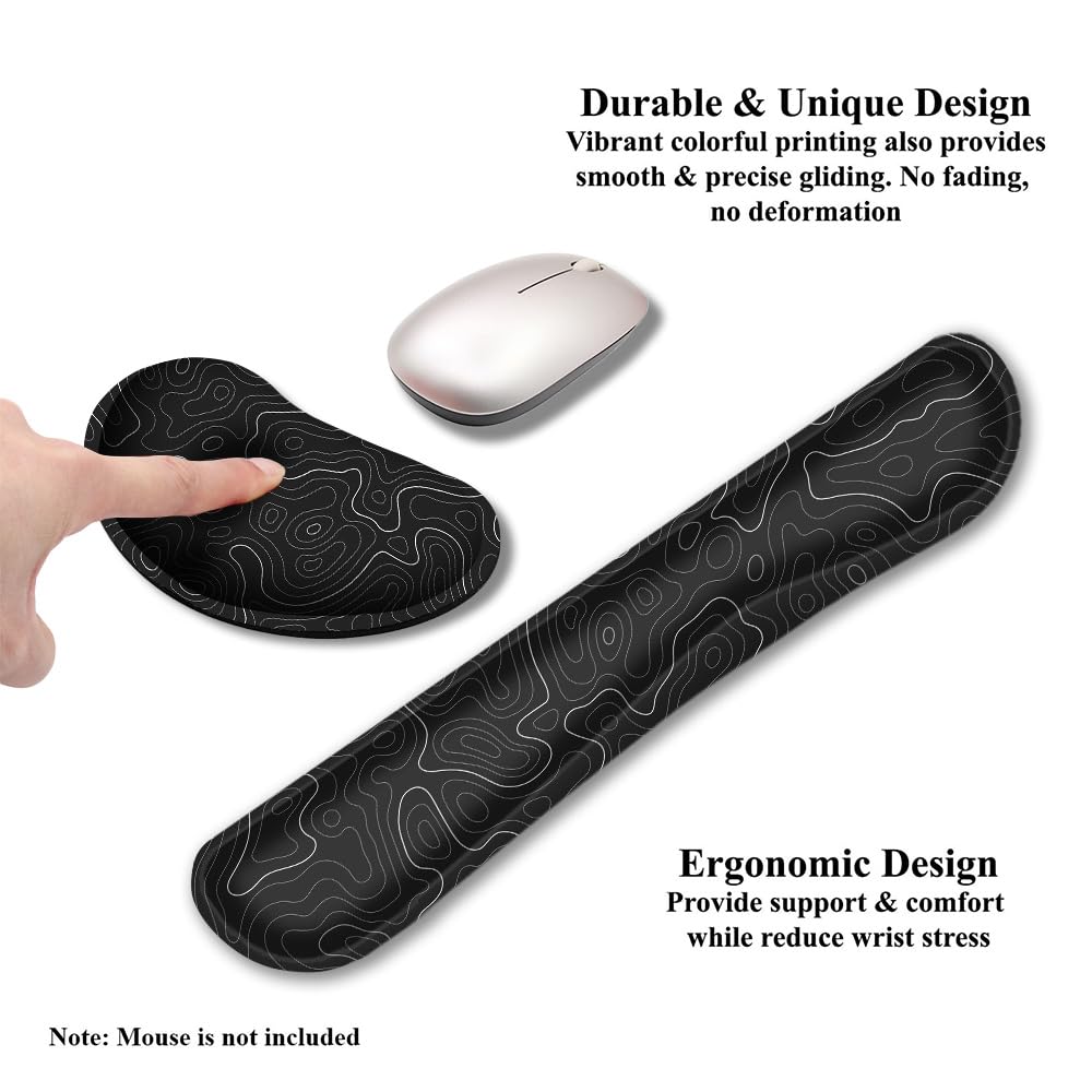 Gaming Keyboard Wrist Pad & Mouse Wrist Rest Cushion Support Combo Set – Durable Ergonomic Anti
