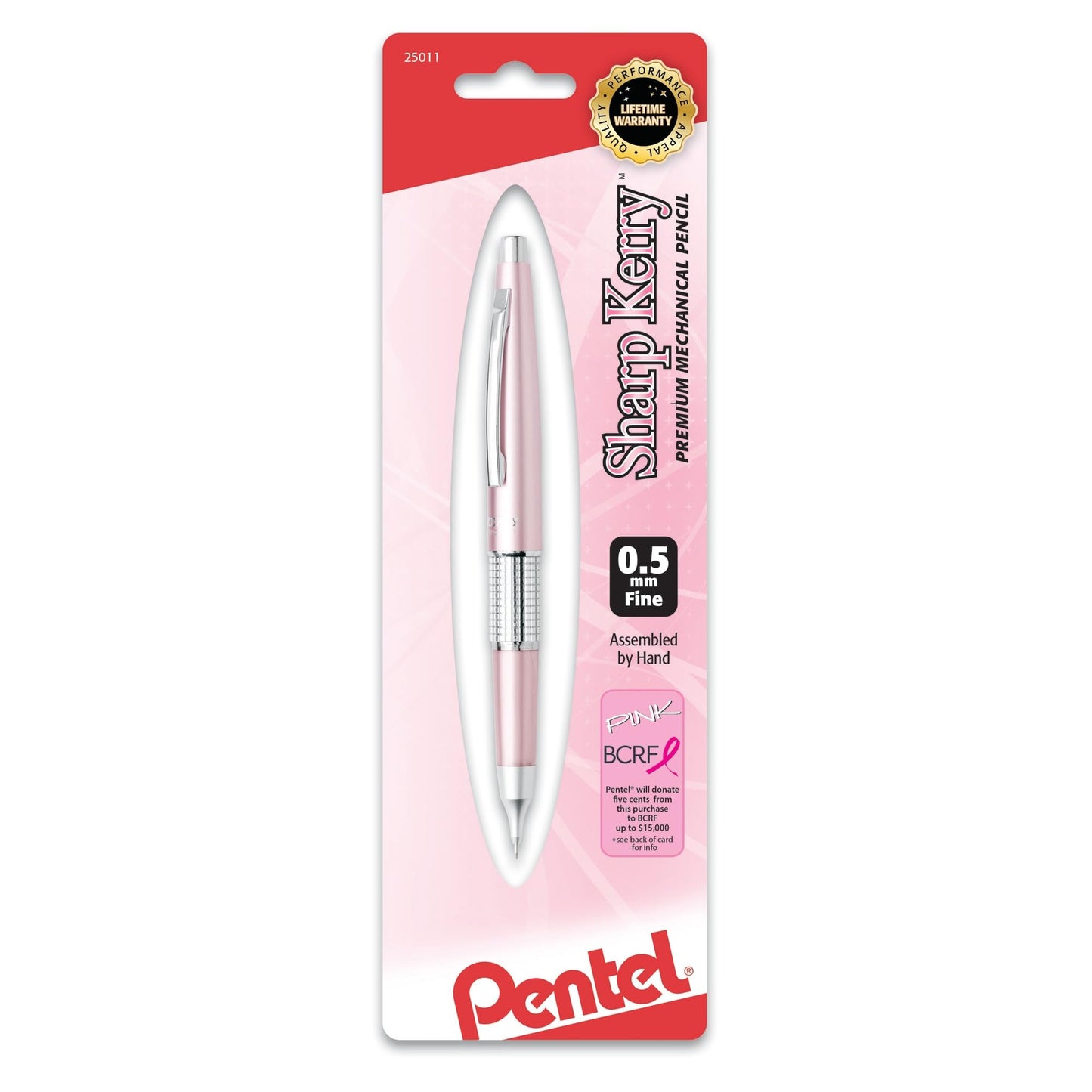 Pentel PINK BCA Sharp Kerry Mechanical Pencil (0.5mm), Pink Barrel 1-Pk (P1035BPP-BC)