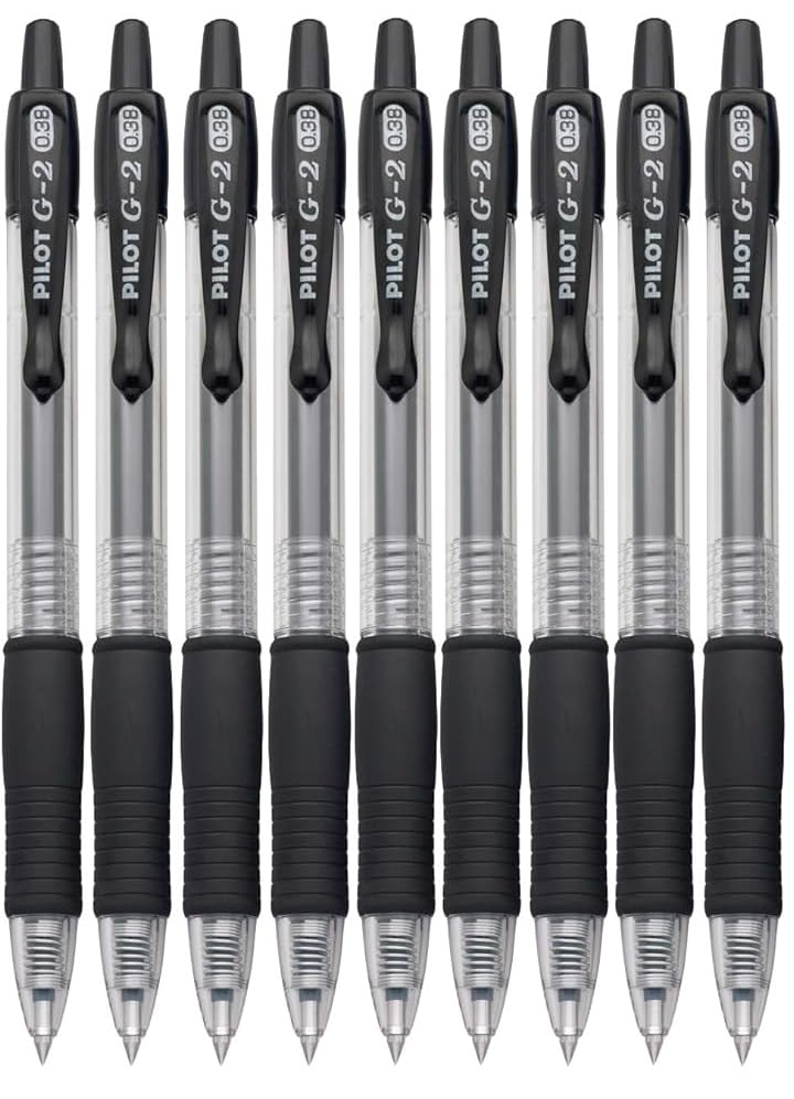 Advantage Gifts G2 Retractable Premium Gel Ink Roller Ball Pens Ultra Fine Point (.38mm) Black Ink