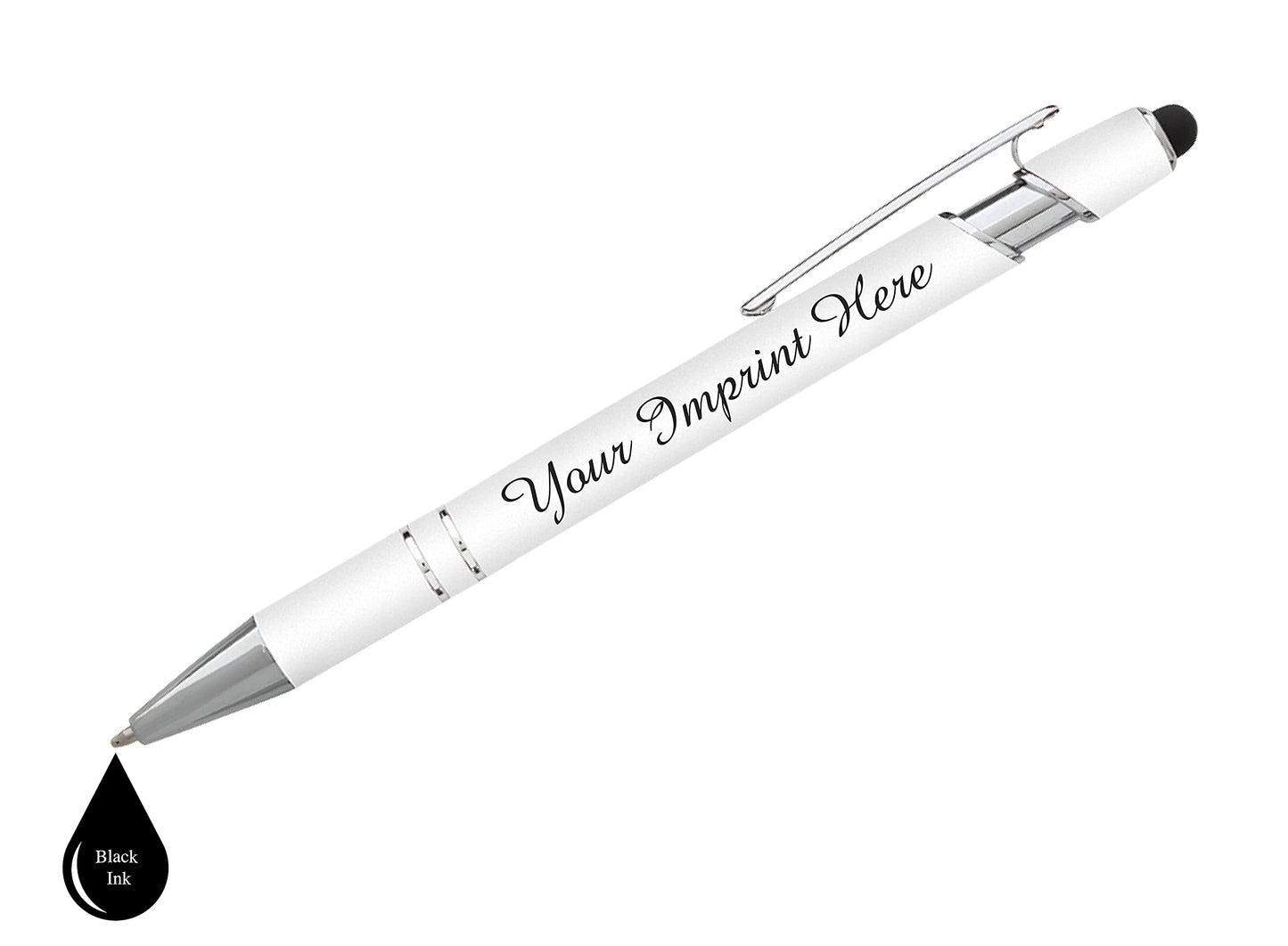 ExpressDesigns™ - Personalized Pens - Rainbow Rubberized Soft Touch Ballpoint Pen with Stylus Tip