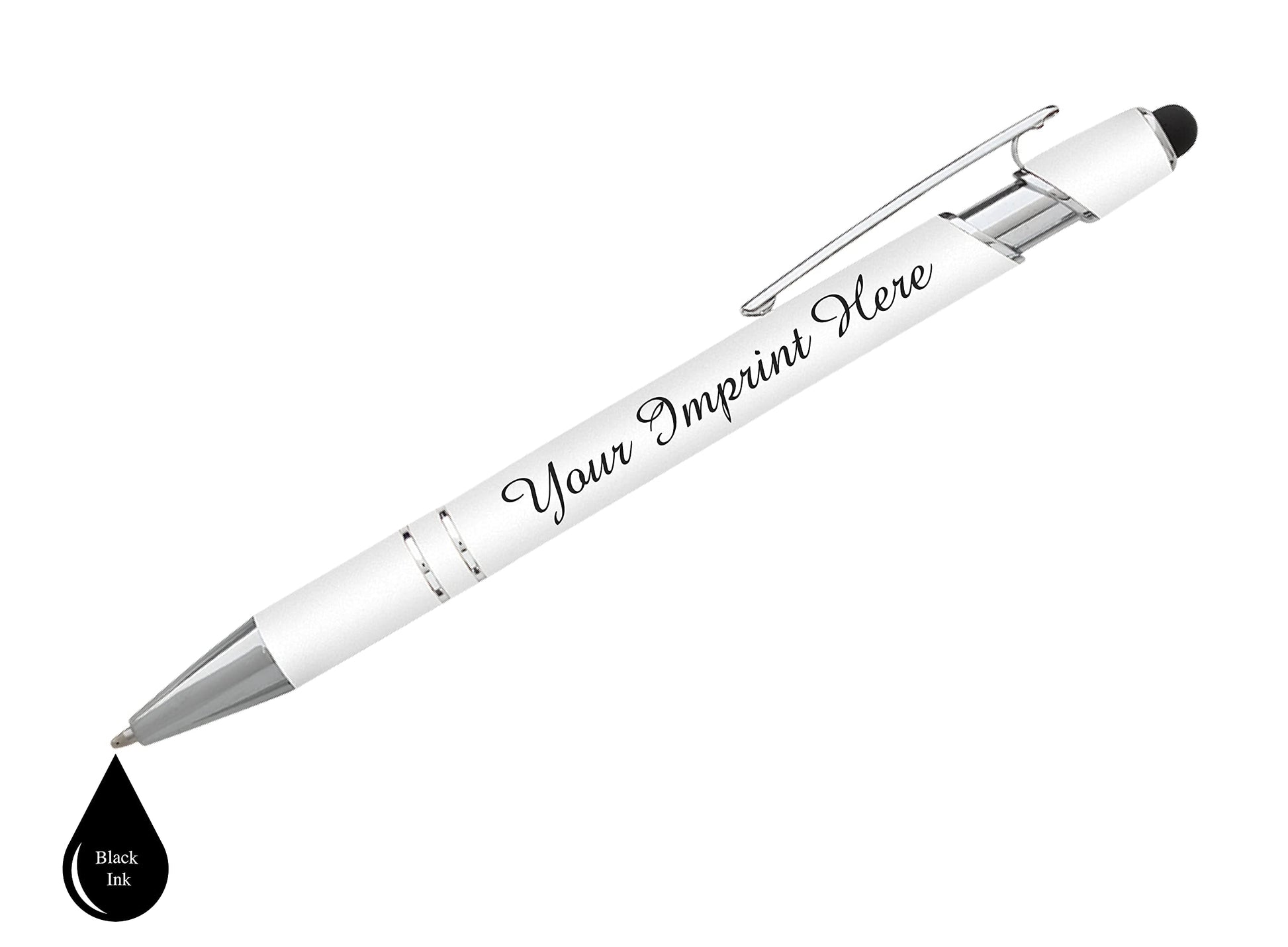 ExpressDesigns™ - Personalized Pens - Rainbow Rubberized Soft Touch Ballpoint Pen with Stylus Tip