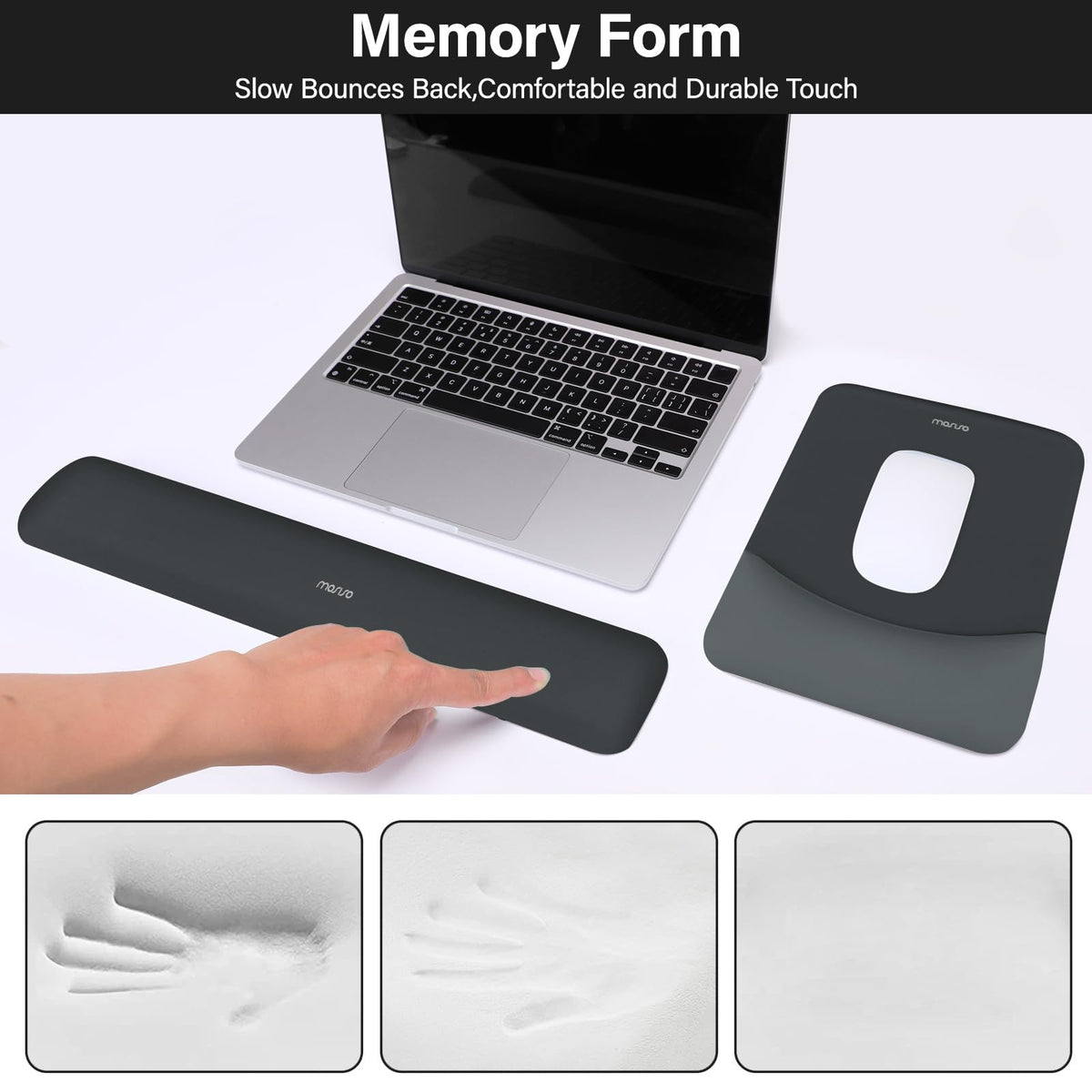 MOSISO Wrist Rest Support Mouse Pad & Keyboard Set, Slate Gray