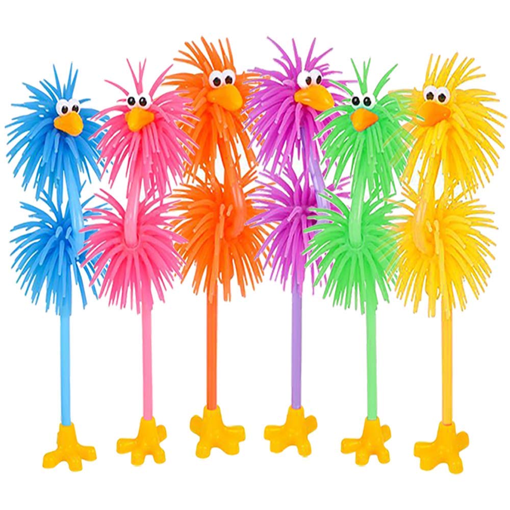 ArtCreativity Silly Rubber Bird Pens, Set of 6, Cute Cool Pens School Supplies for Kids, Fidget Fun