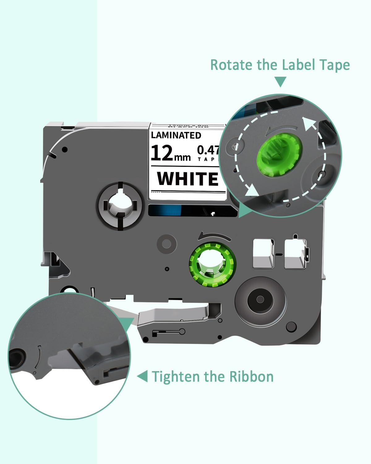 6-Pack Tz 12mm 0.47" Laminated Multi-Color Compatible for Brother 12mm Tape