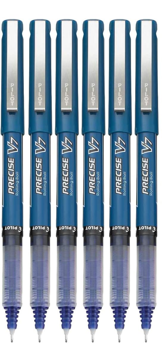 Precise V7 Stick Rolling Ball Pens, Fine Point (.7mm), Blue Ink, 6-pk;