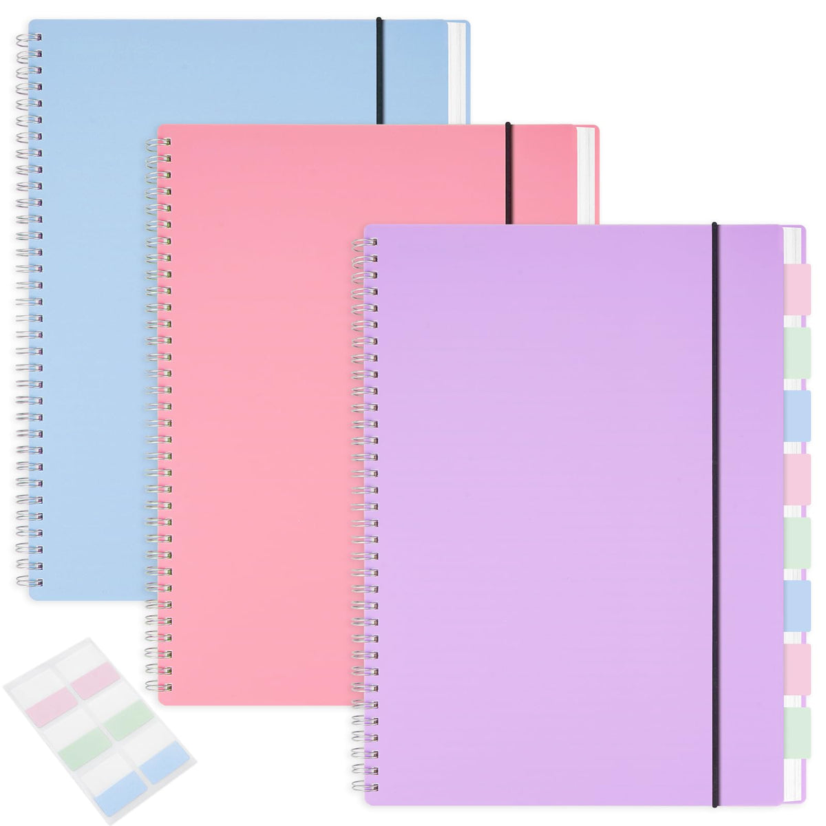 MSTONAL 3 Pack Large Spiral Wide Ruled Notebook Letter Size 8.5"x11"