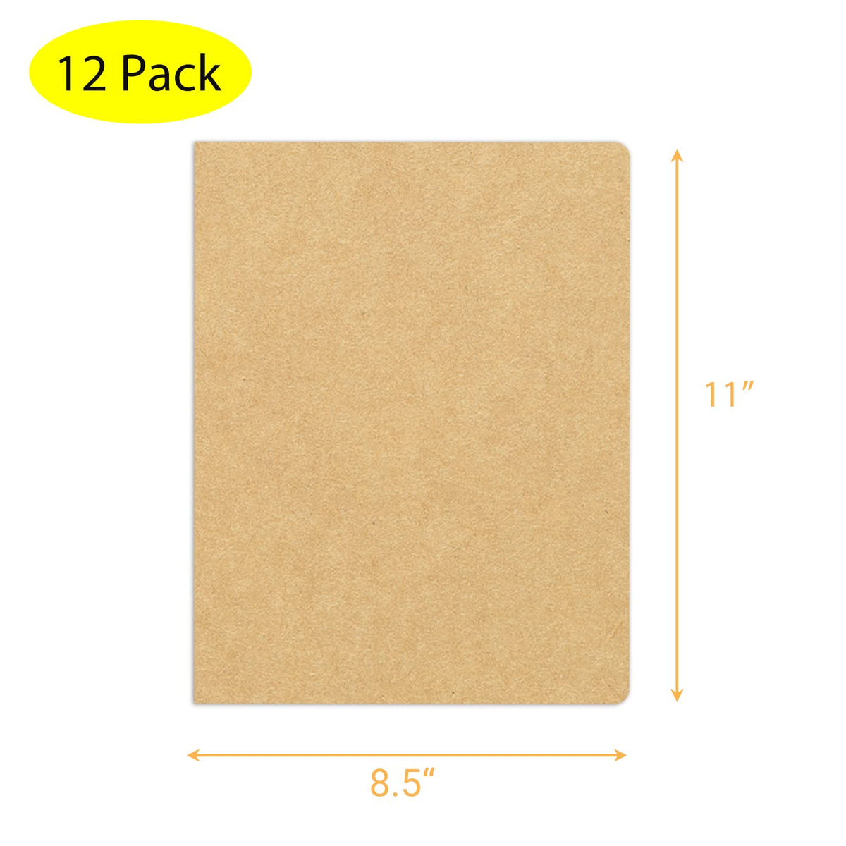 zmybcpack 12 Pack 8.5x11 inch Large Blank Notebook Journals Bulk, 60 Pages, Sketchbook Composition