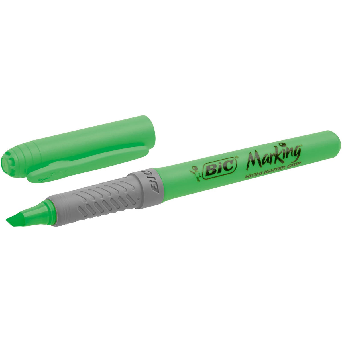 BIC Highlighter Grip Pens - Green, Box of 12
