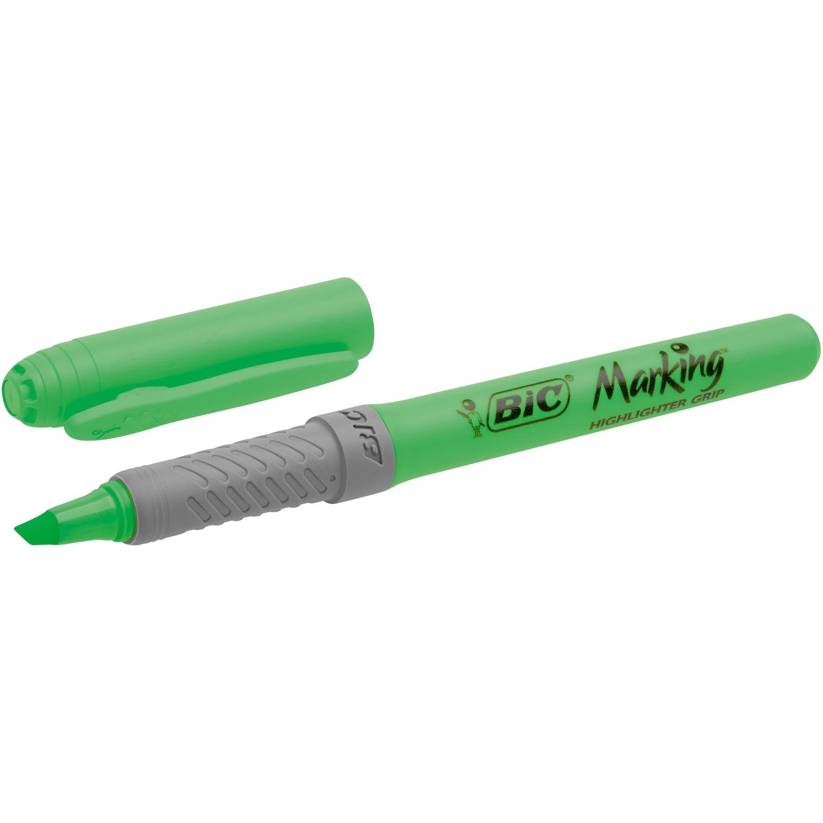 BIC Highlighter Grip Pens - Green, Box of 12