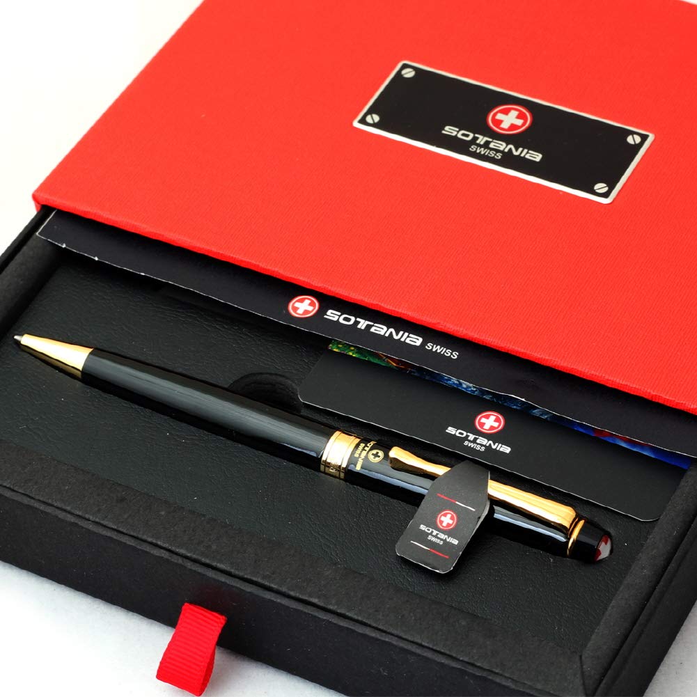Sotania Swiss Engraved Pen – Personalized Luxury Brass Ballpoint Pen with Refill, Custom Laser