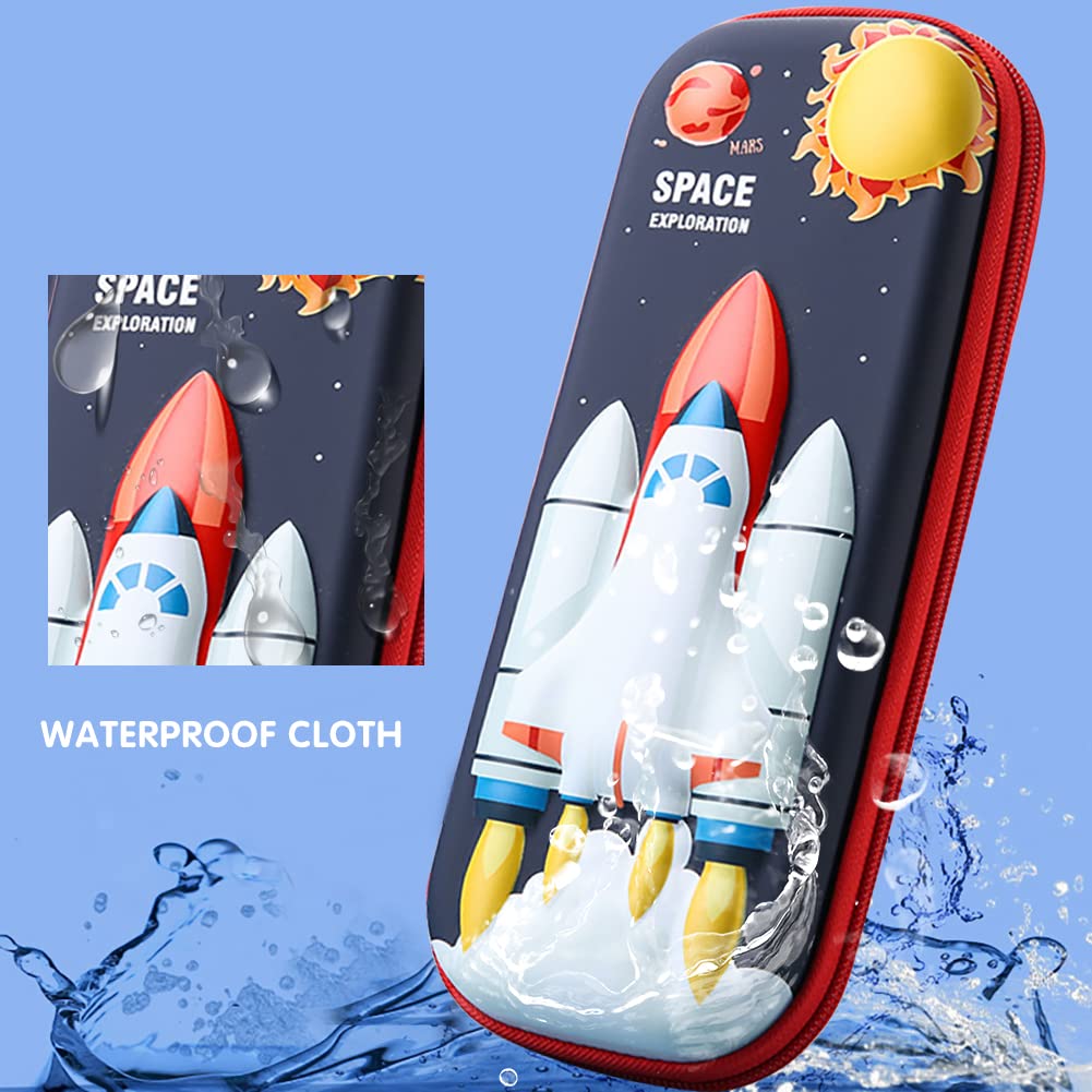 MCWTH 3D Space Shuttle Pencil Case for Kids Boys Large Capacity Waterproof Pencil Box with